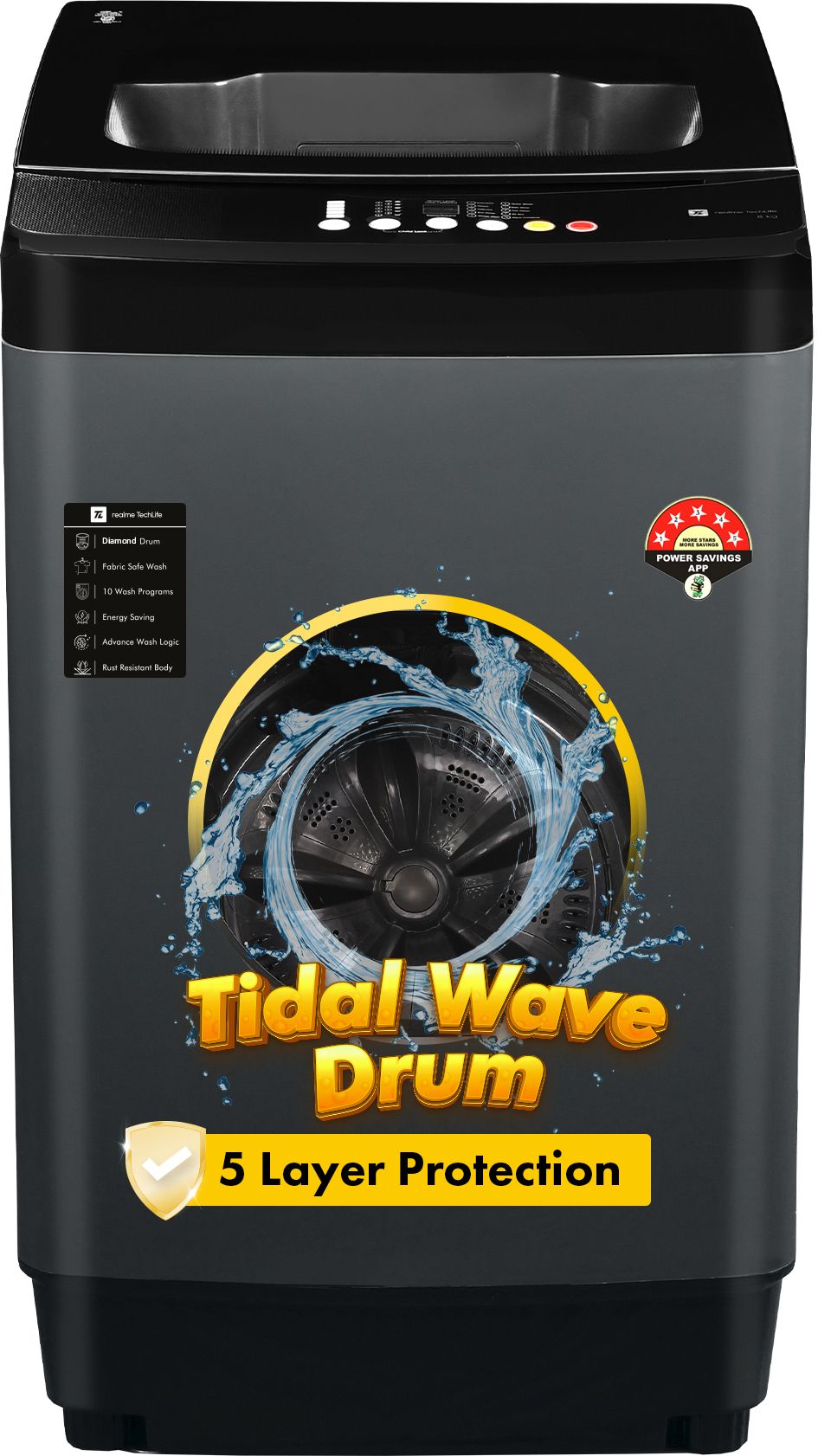 realme techlife 8 kg 5 Star Rating Fabric Safe Wash Fully Automatic Top Load Grey-picture-16