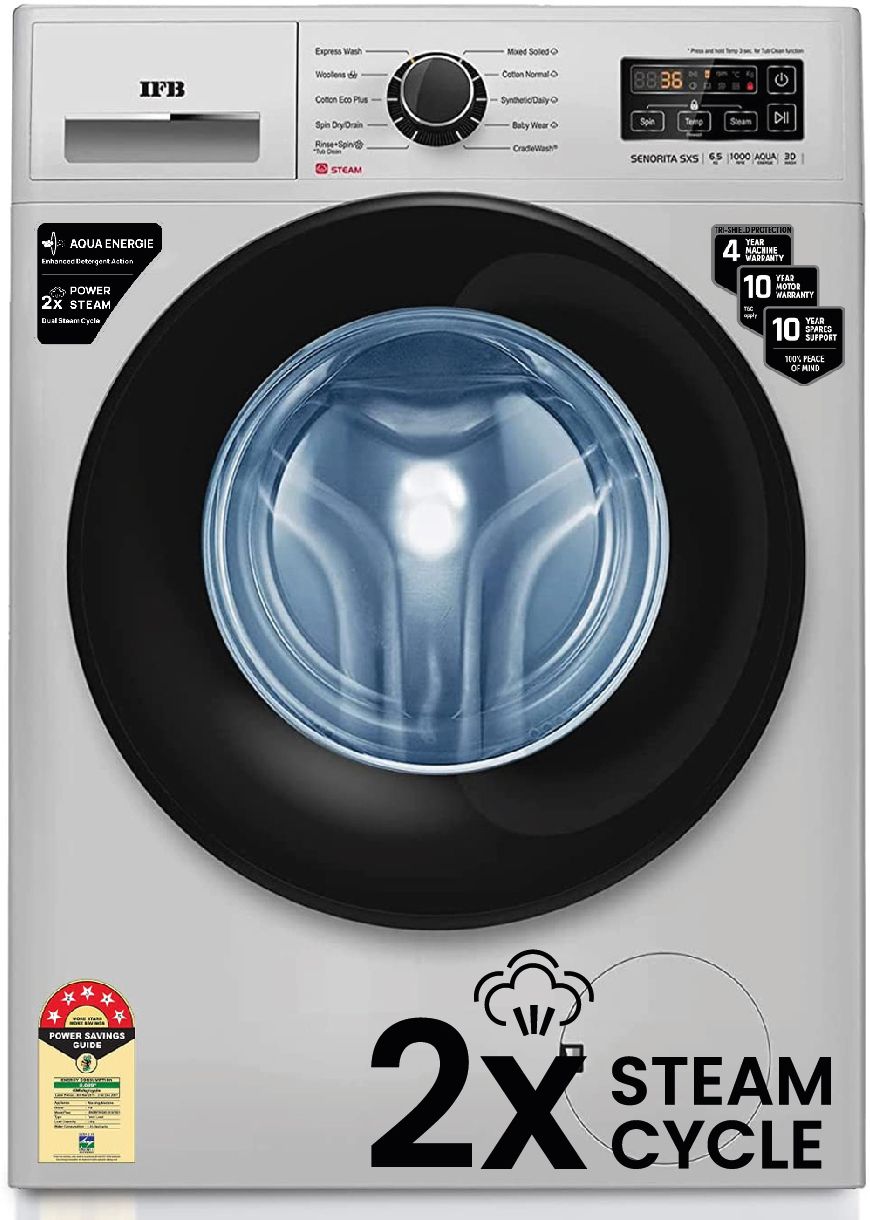 ifb 6.5 kg Steam Wash, Hard Water Wash, Active Color Protection Fully Automatic Front Load Silver-picture-28
