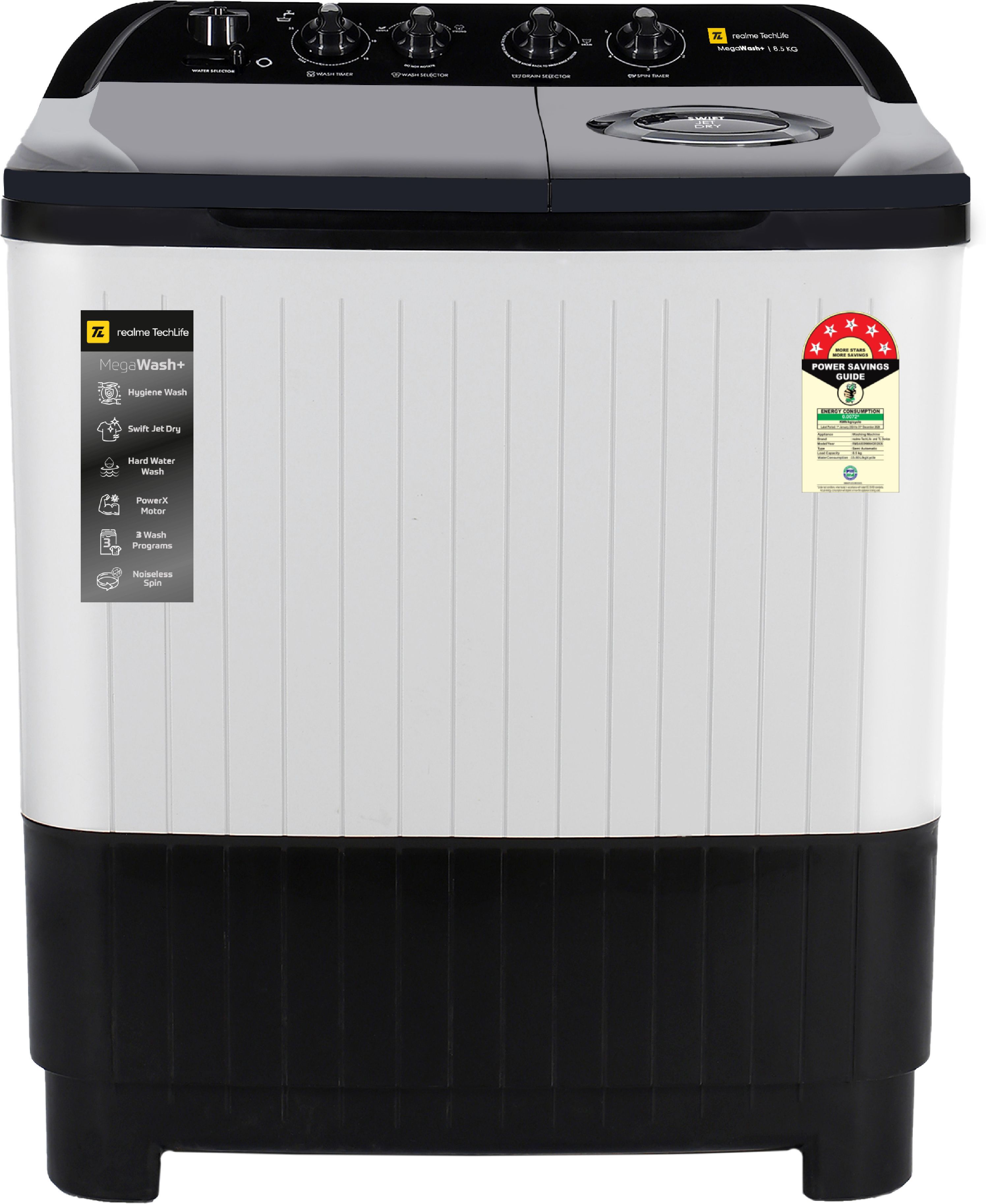 realme techlife 8.5 kg Semi Automatic Top Load Black, Grey-picture-22
