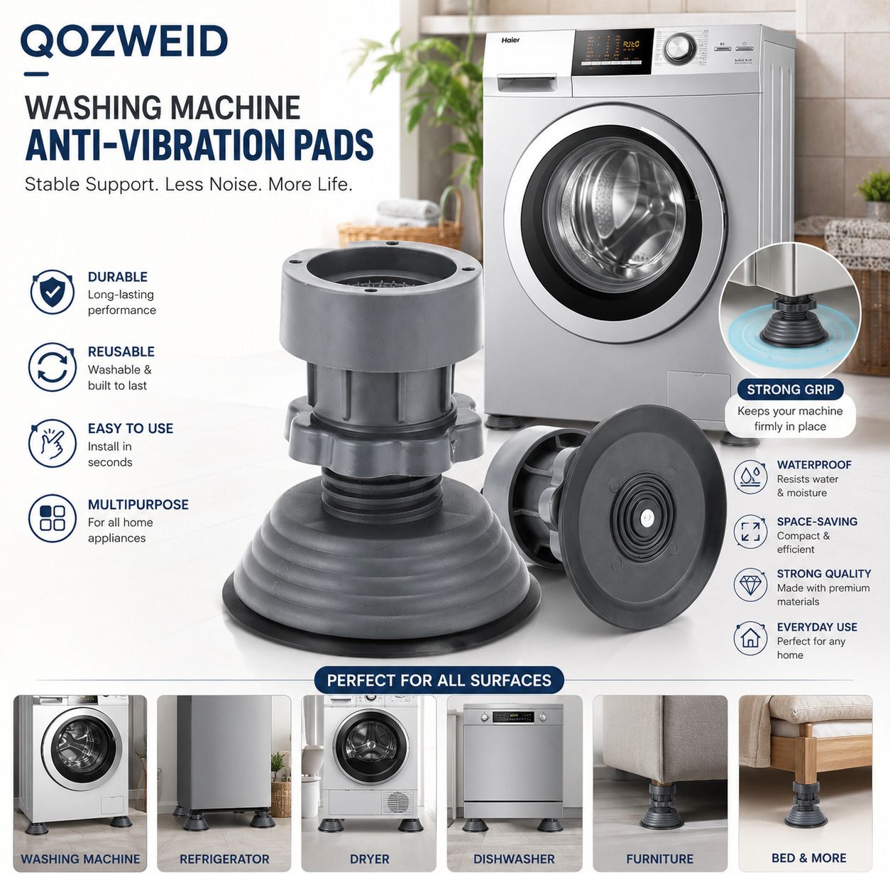 qozweid Washing Machine, Refrigerator, Water Cooler Material Rubber, Plated, Polyester, Plush-picture-30