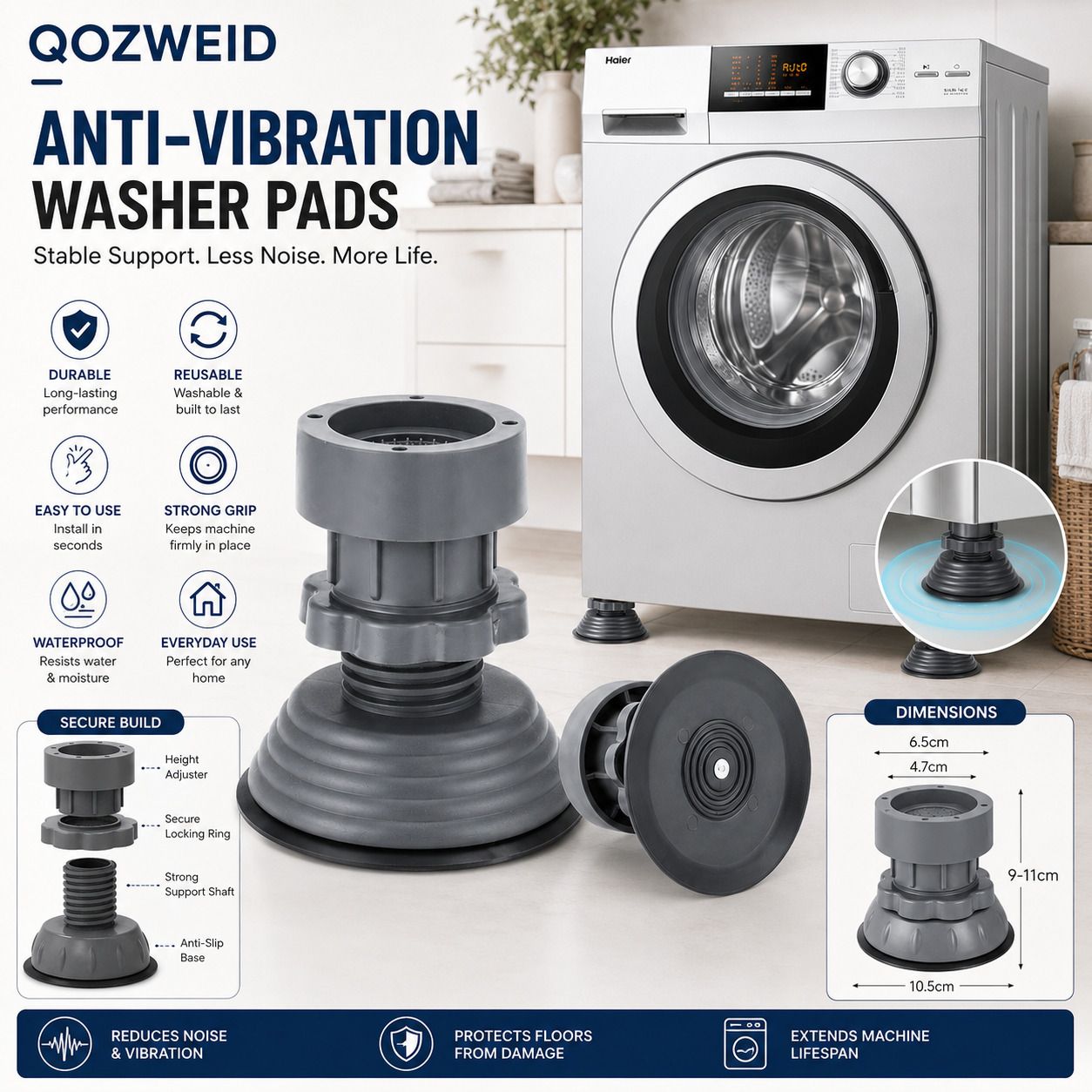 qozweid Washing Machine, Refrigerator, Water Cooler Material Rubber, Plated, Polyester, Plush-picture-38