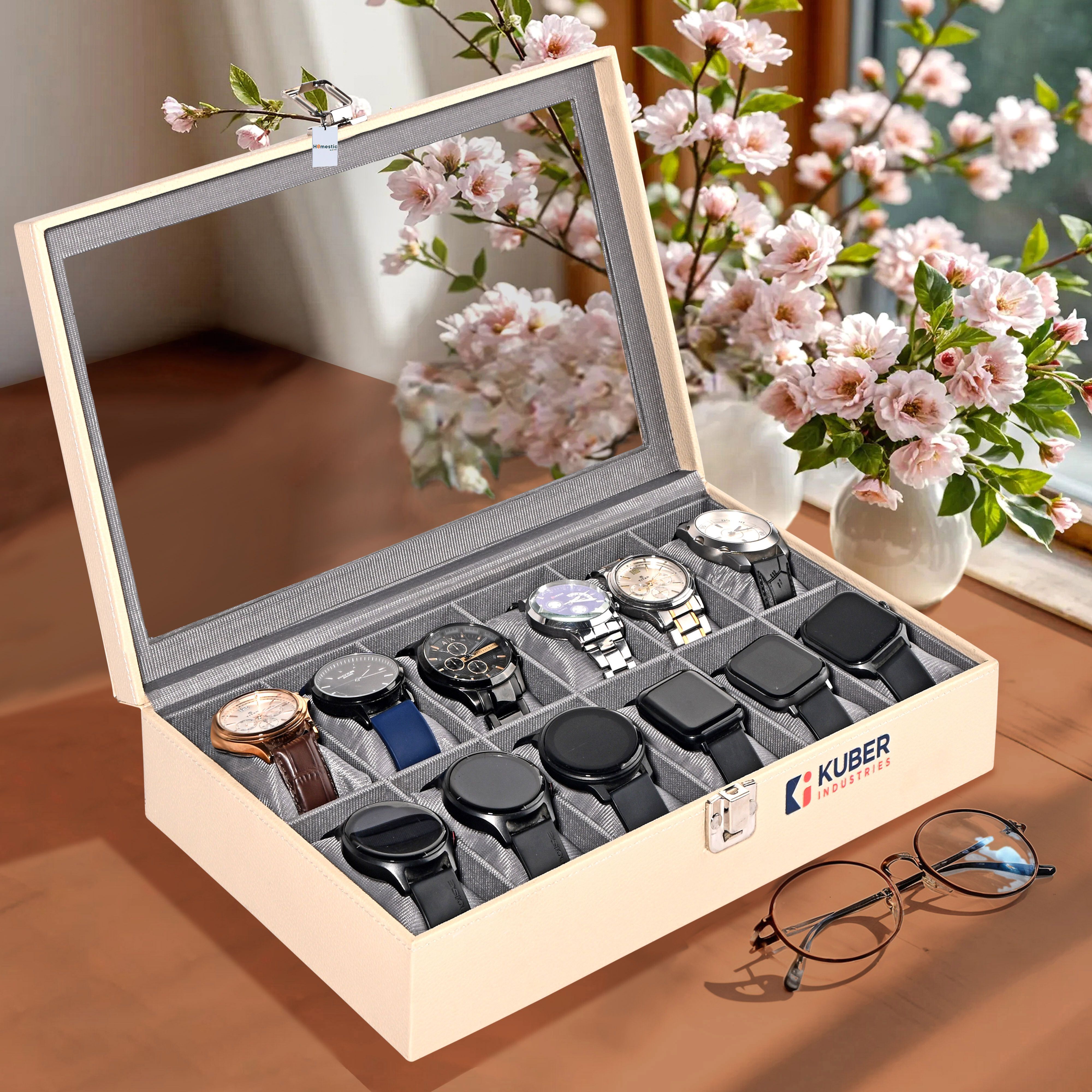 homestic Kuber Industries Premium Faux Leather Wrist Organiser Watch Box-picture-16