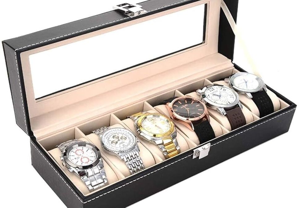 6 Slot Watch Storage Box Leather Box Storage Case For Men & Women Watch Box Watch Box-image-26