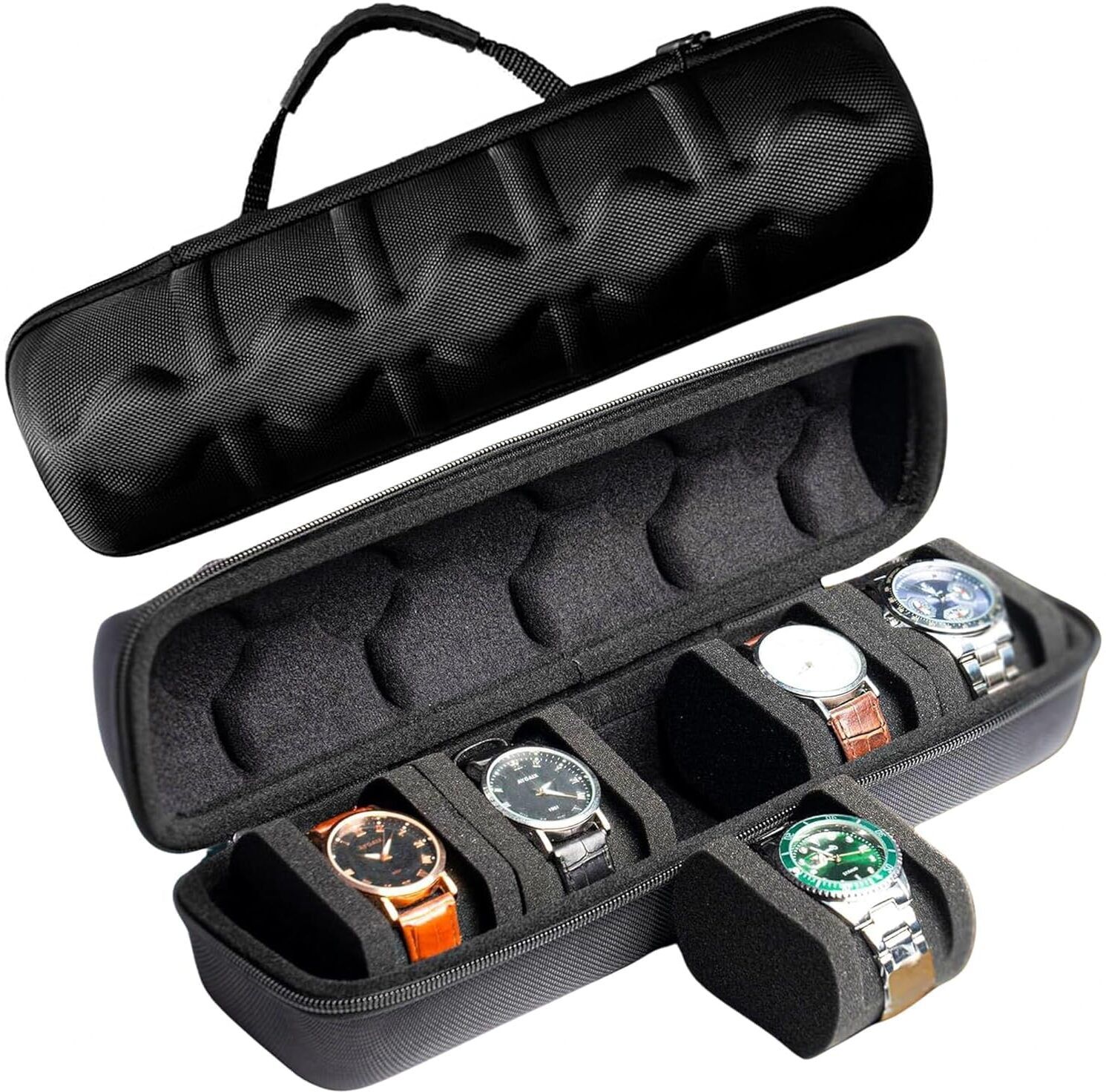 quakzapp Travel Watch Case Organizer Watch Box With Zipper Heavy Duty Nylon Exterior Watch Box-picture-27