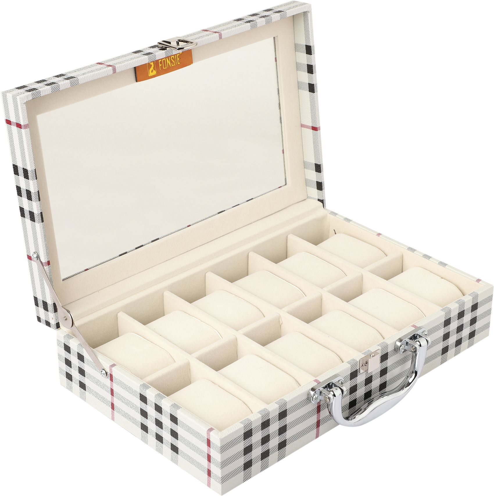 Watch box storage organizer case 12 slots with premium velvet cover pillows Watch Box-image-11
