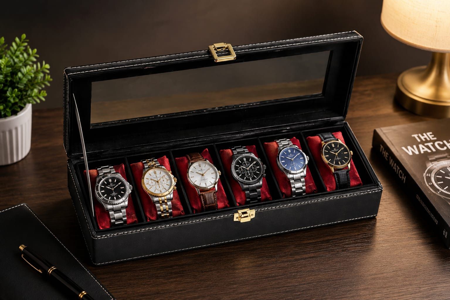 flycart Luxury 6 Slot Watch Storage Box Watch Box-picture-0