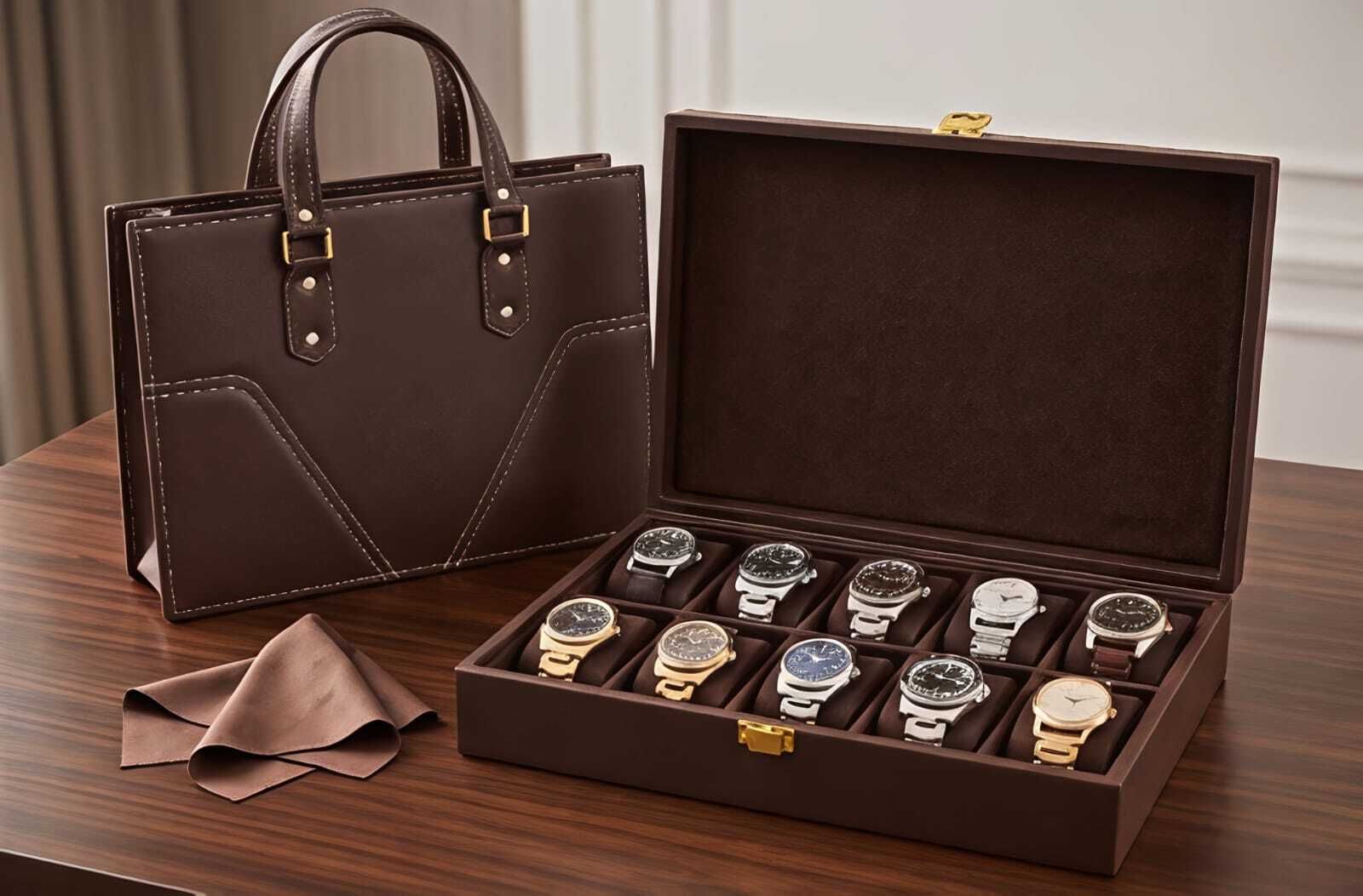 raj bag LATHER 10 WATCH BOX WITH BAG Watch Box-picture-16