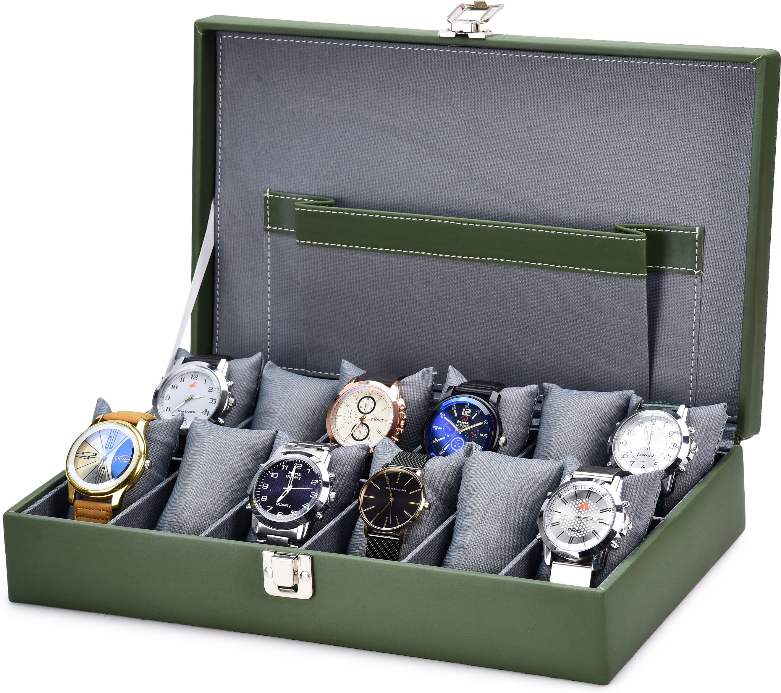 12 slot watch box green-gray-pkt Watch Box-image-29