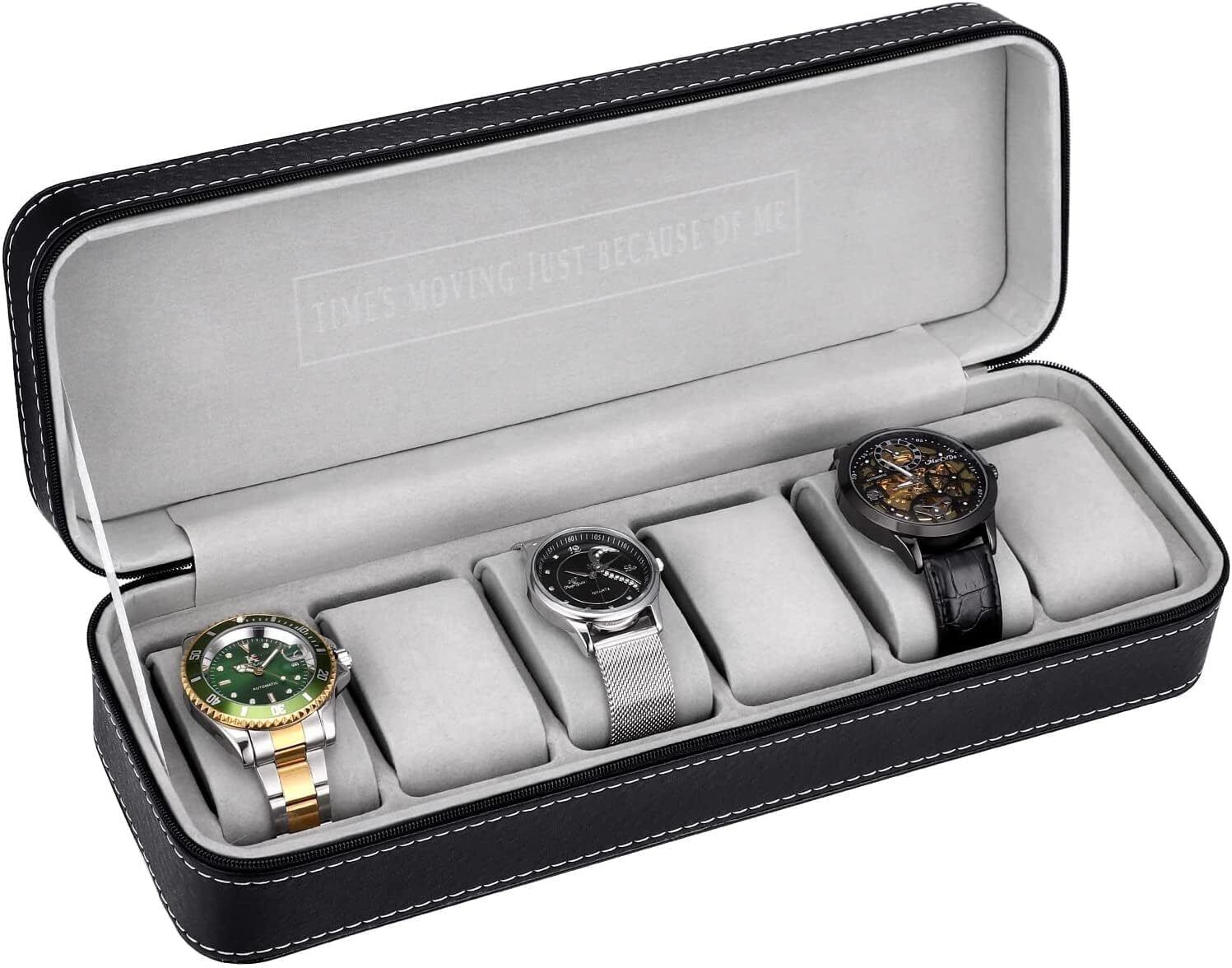 Premium Faux Leather Watch Box Organizer with Transparent Lid, Black Gifts Case Watch Box-image-22