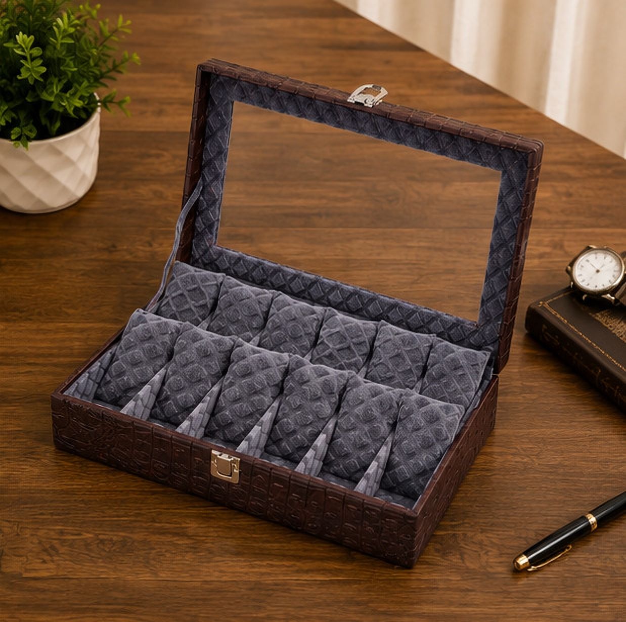 laam alif 12 Slot Luxury PU Leather Watch Organizer Gift Case Watch Box-picture-24