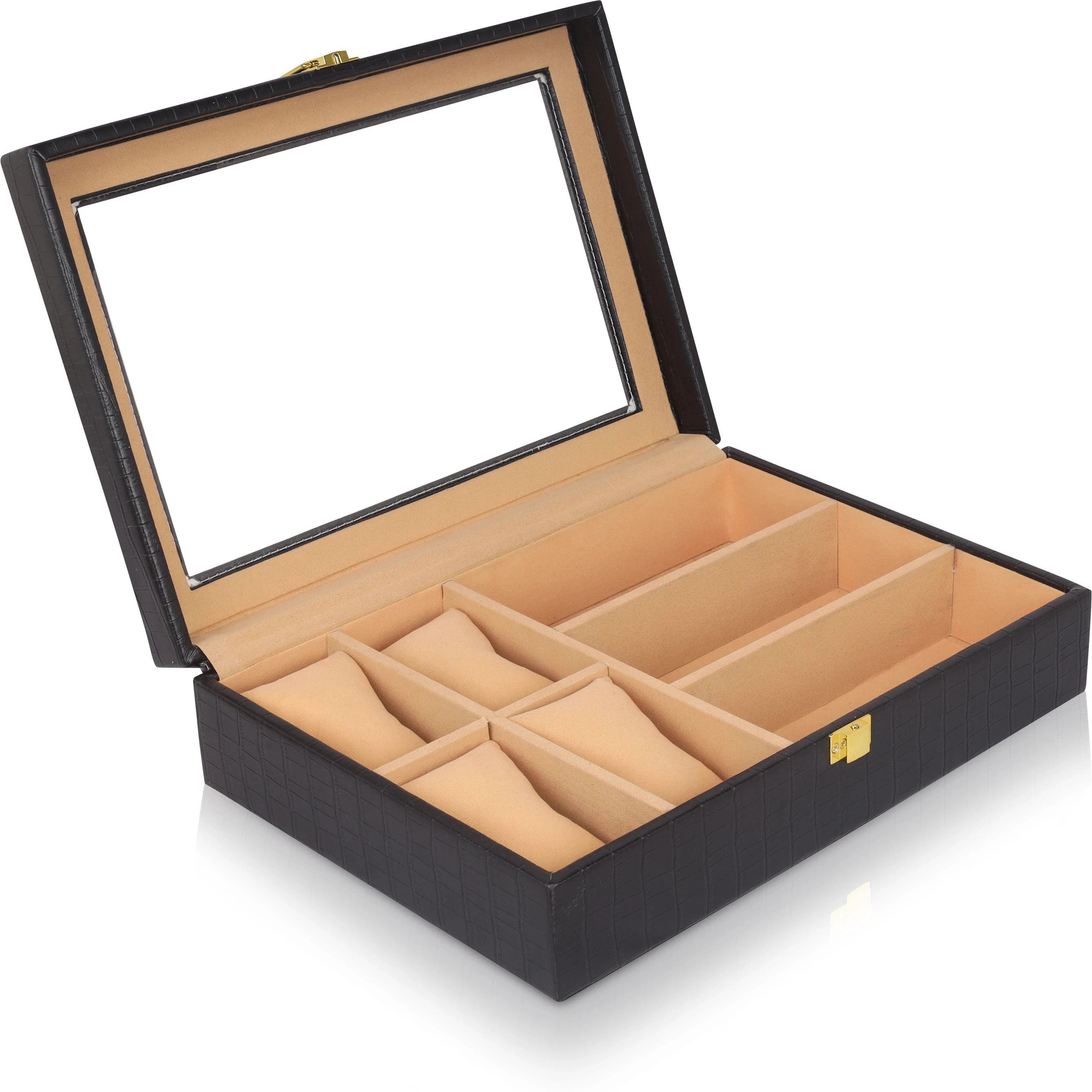 AG Premium Leather Watch Box and Sunglasses Storage Organizer with Transparent Watch Box-image-49