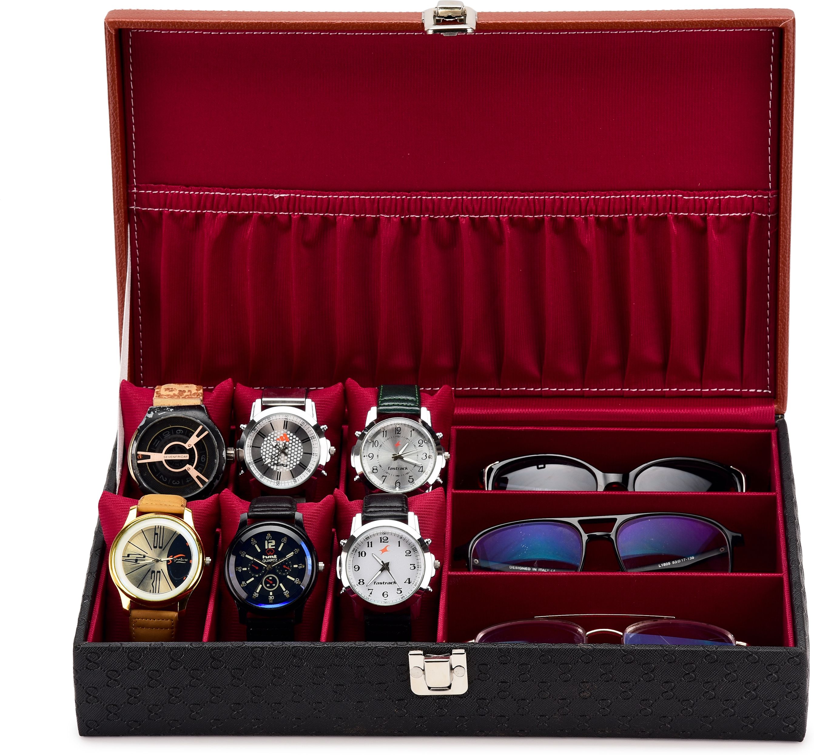 Royal Black Watch Case, Watch Organiser for Men`s and Women`s G 5 Watch Box-image-28
