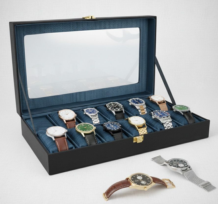 Exclusive Men's and Women's Watch Box Holder Organizer Case in Black color Watch Box-image-28