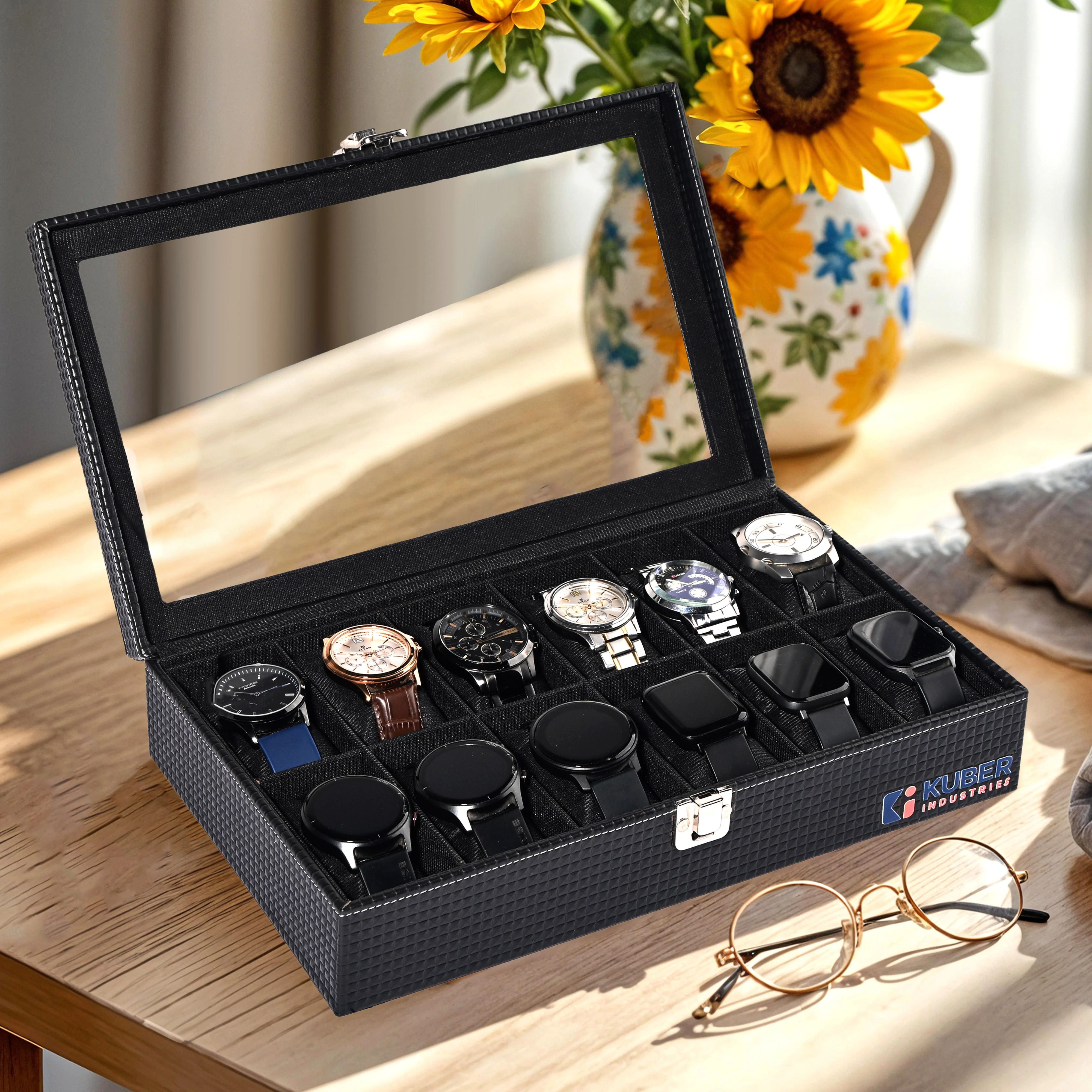 Premium Faux Leather Wrist Organiser Watch Box-image-44