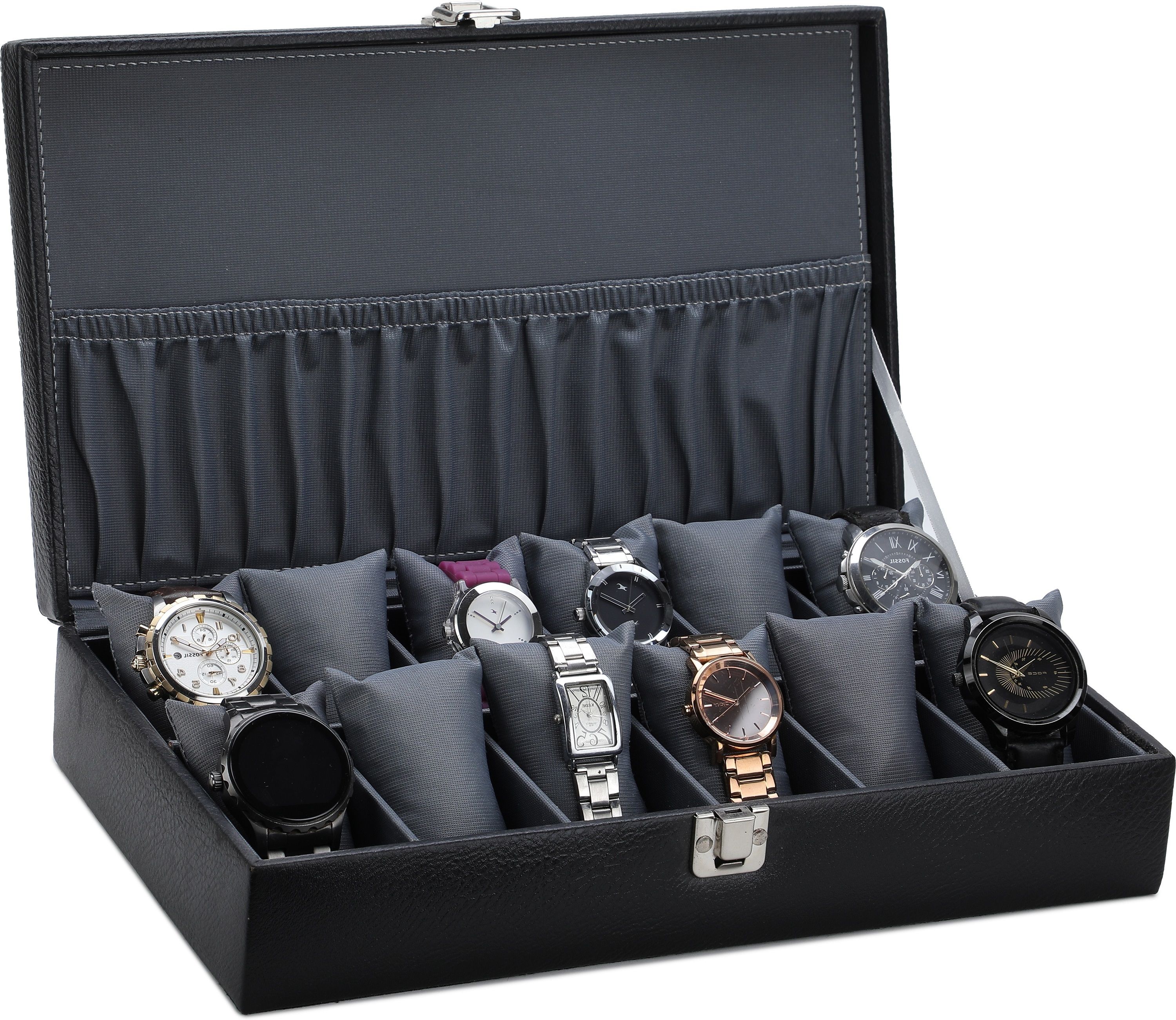 shoplx Exclusive Men's and Women's Watch Box Holder Organizer Case in Black color Watch Box-picture-11