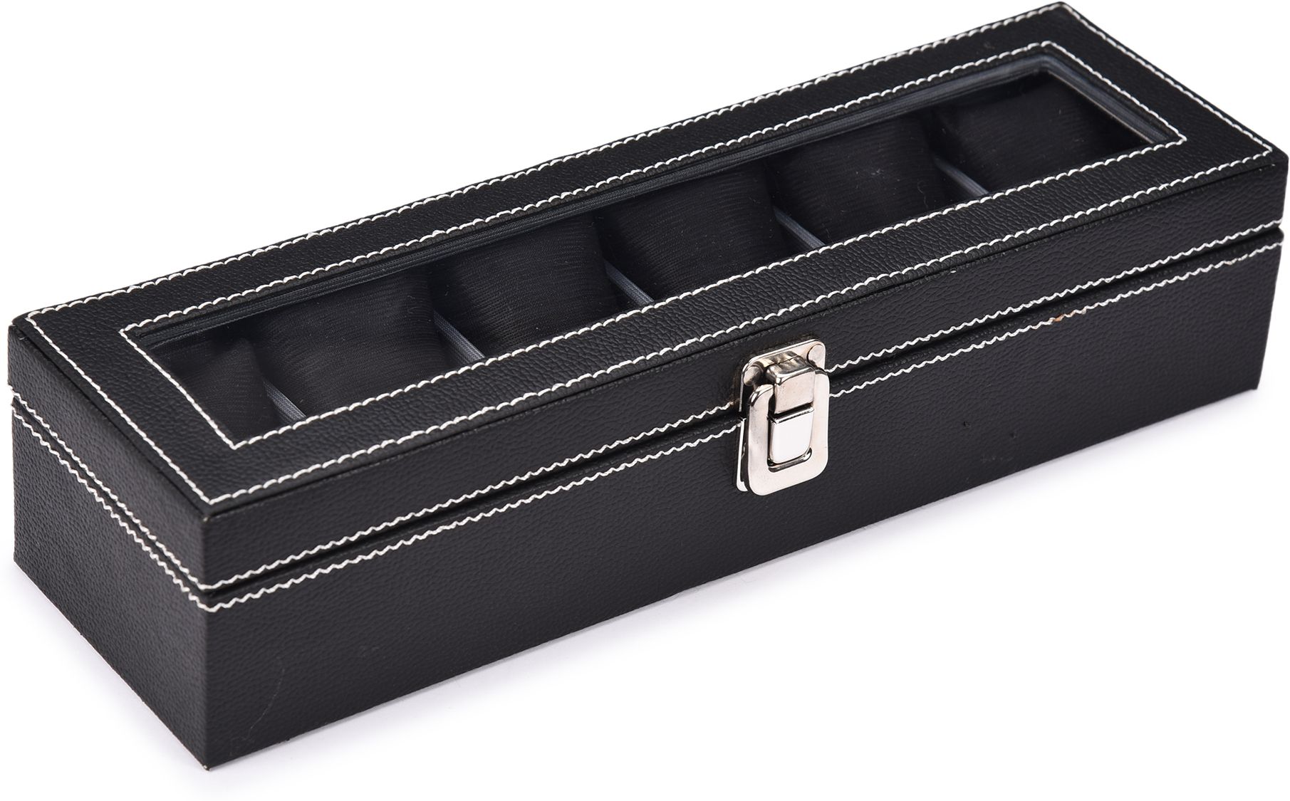 Men's and Women's Watch Box Holder Organizer Case in Black color(6 Compartments) Watch Box
