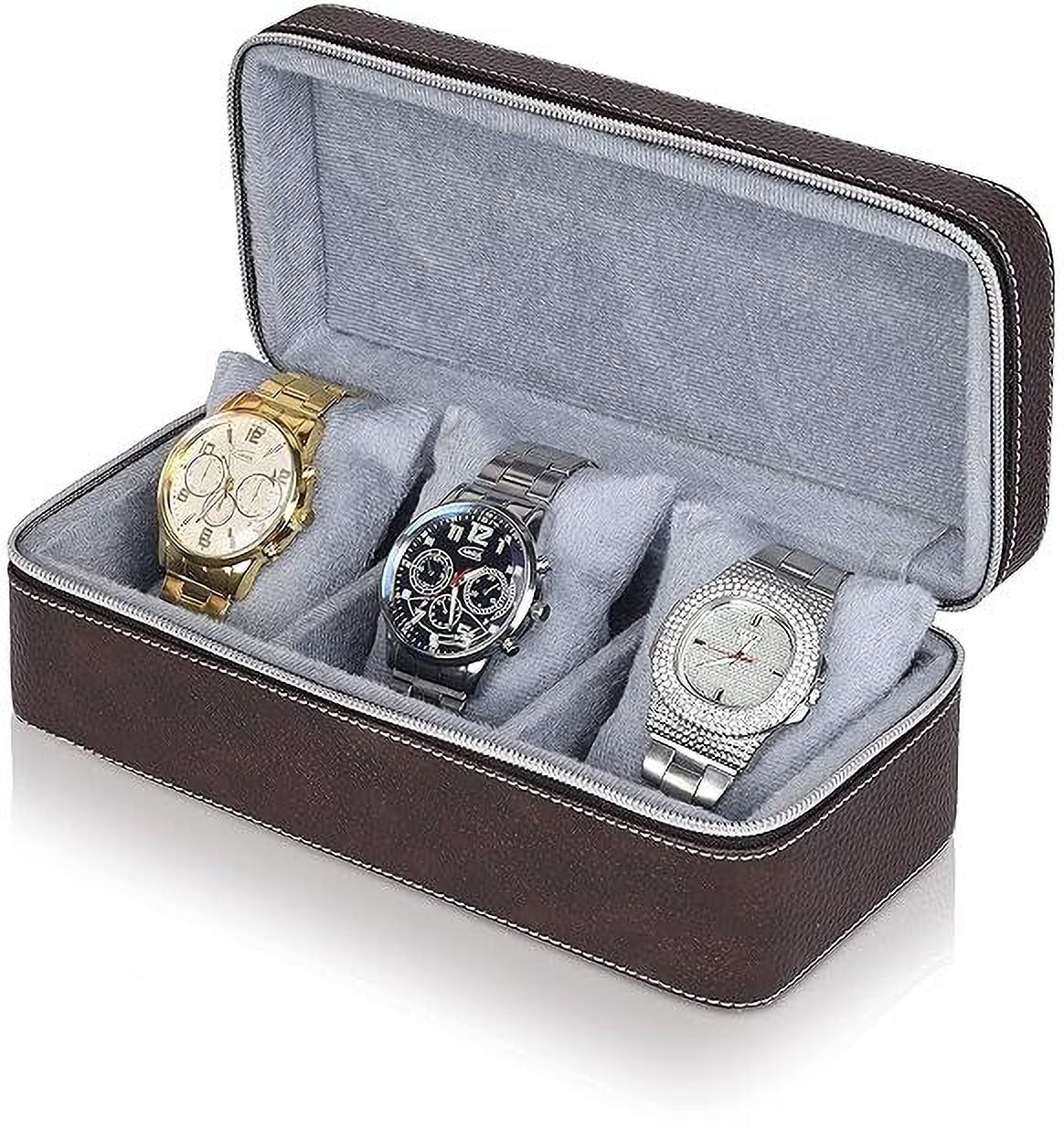 fadak Watch Holder/ Watch Box Organizer with 3 Slots | Professional Leather Watch Box-picture-13