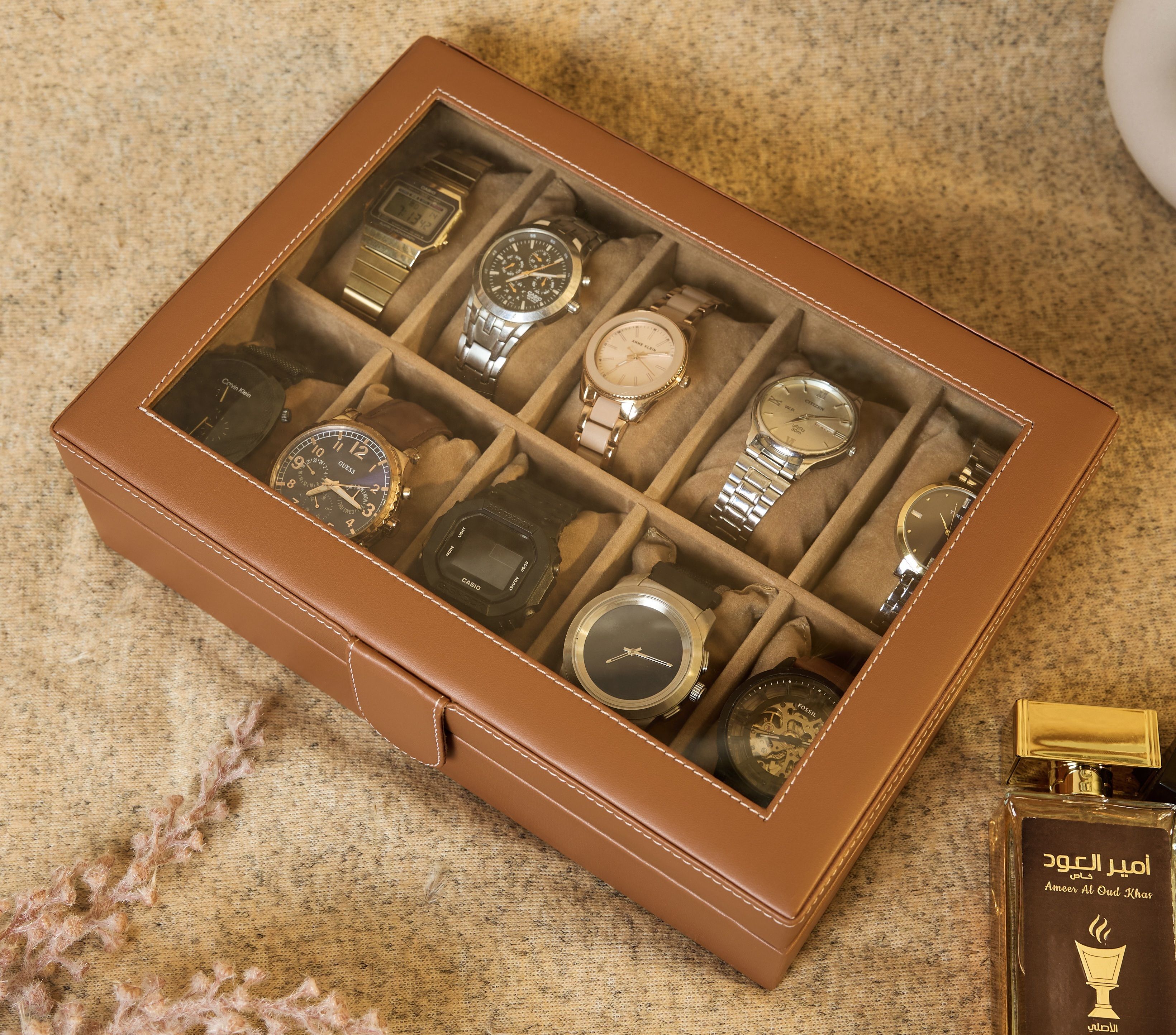 leather world Watch Box Organizer, Watch Box 10 Slot , Luxury watch box for Men, Wrist Watch Box-picture-14