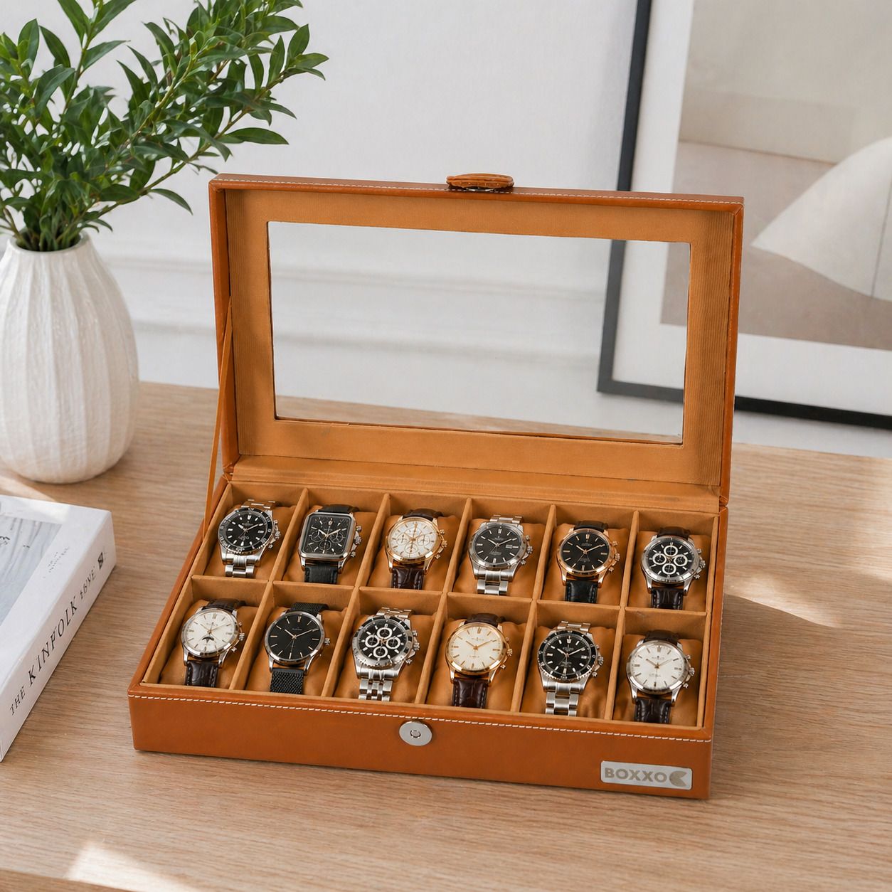 Premium watch Organizer Box for 12 Watches ( color tan) Watch Box-image-19