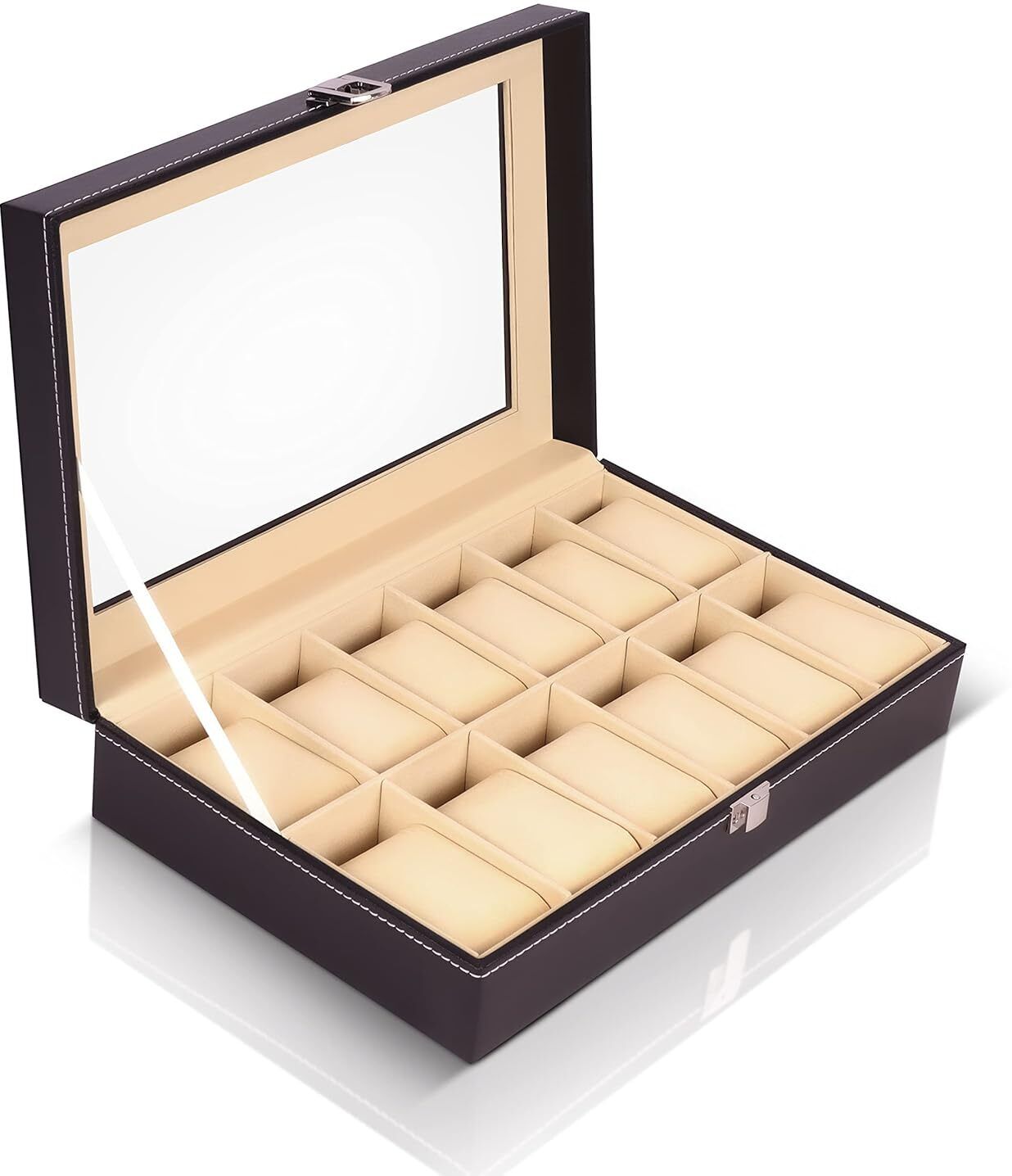 hp nest 12 Slot PU Leather Watch Box Organizer Case for Men & Women Watch Box-picture-10