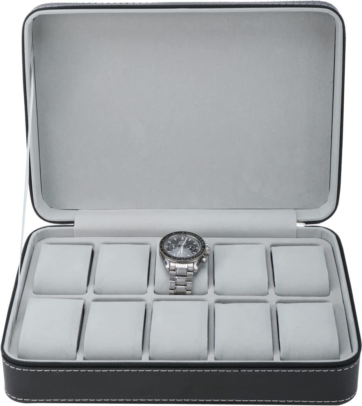 ®Watch Box Portable Travel Zipper PU Leather Storage Case Watch Display Box Watch Box-image-1