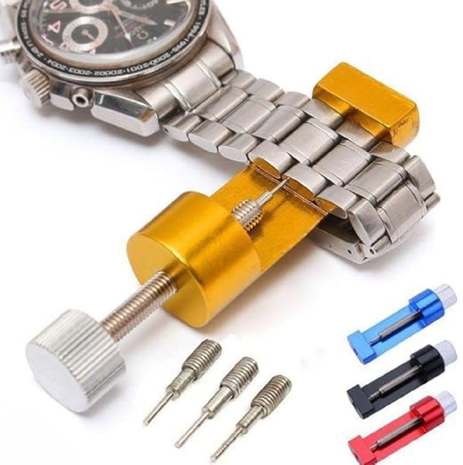 MITORIYA Watch Link Removal Tool with 3 Extra Pins | Adjustable Watch Band Pin Remover 1-piece Watch Repair Kit-image-29