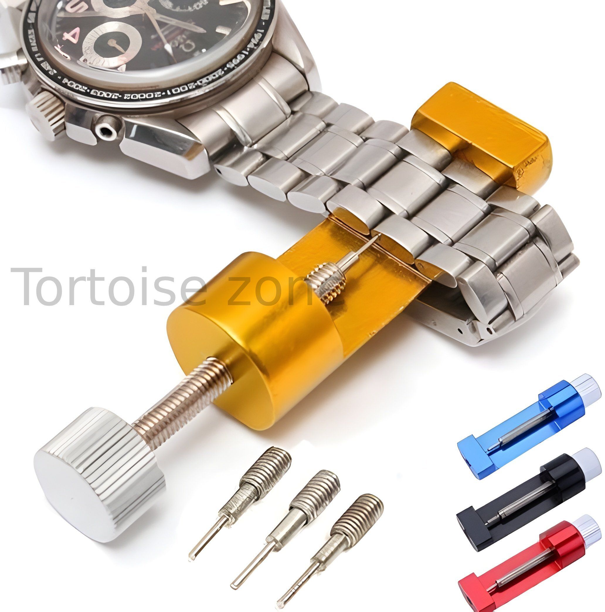 Tortoise zone Watch Link Removal Tools | Professional Watch Strap Remover Metal 4-piece Watch Repair Kit-image-35