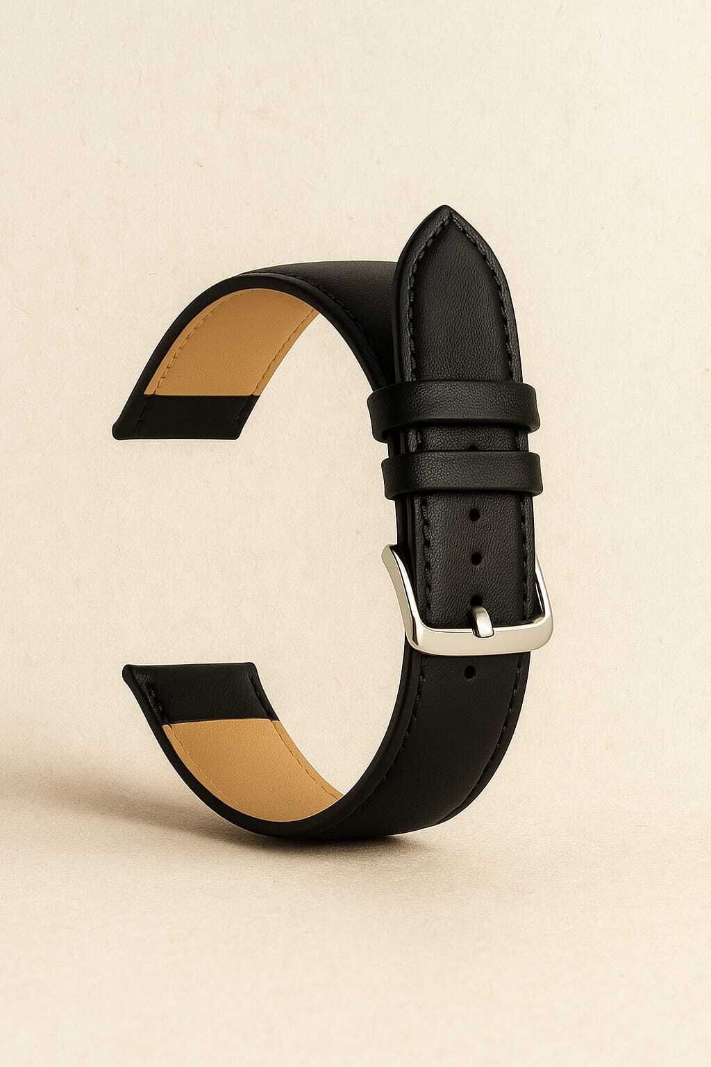 RStraps 20mm Cassic Black Leather Strap for Men | Watch Strap Belt for Men 20 mm Genuine Leather Watch Strap-image-14