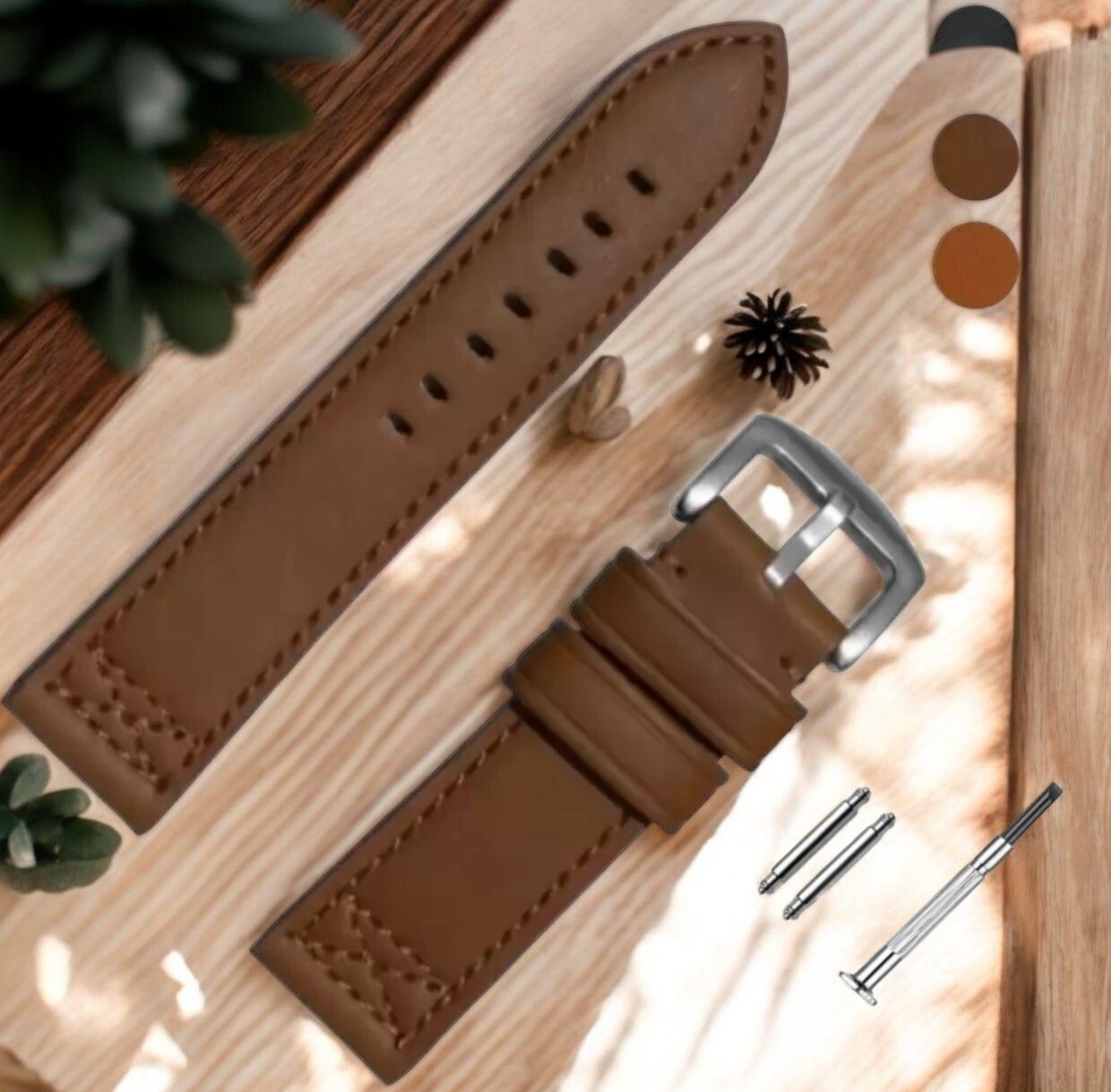 Bharasoft Comfort Fit Watch Strap for Everyday Wear 22 mm Genuine Leather Watch Strap-image-1