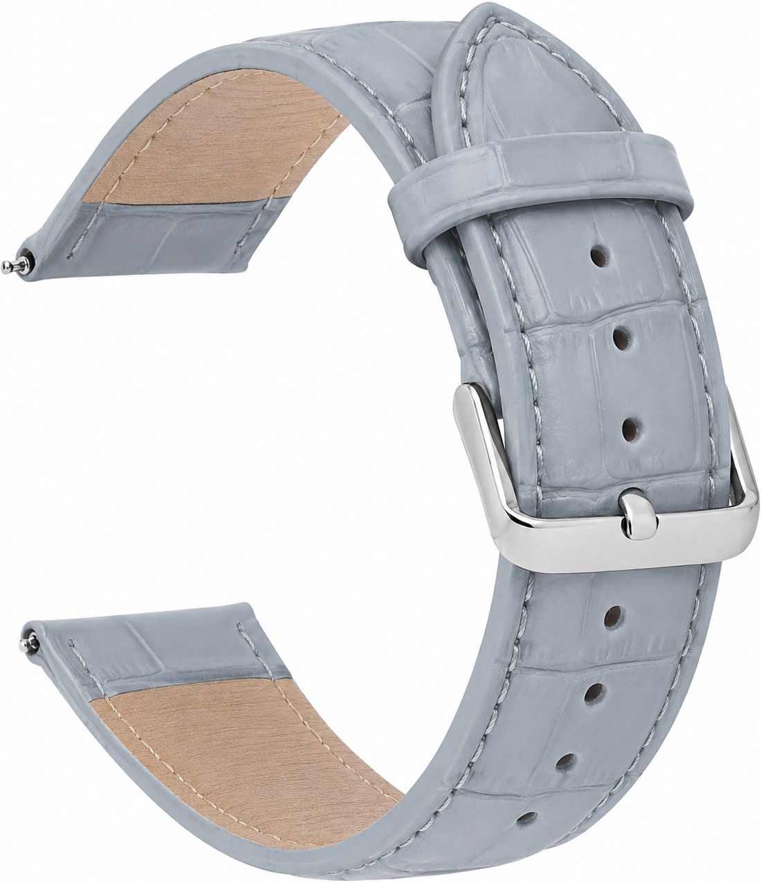 ShreejiShyam Grey Crocodile Pattern Watch Strap 20mm with Stainless Steel Buckle 20 mm Gold Watch Strap-image-42