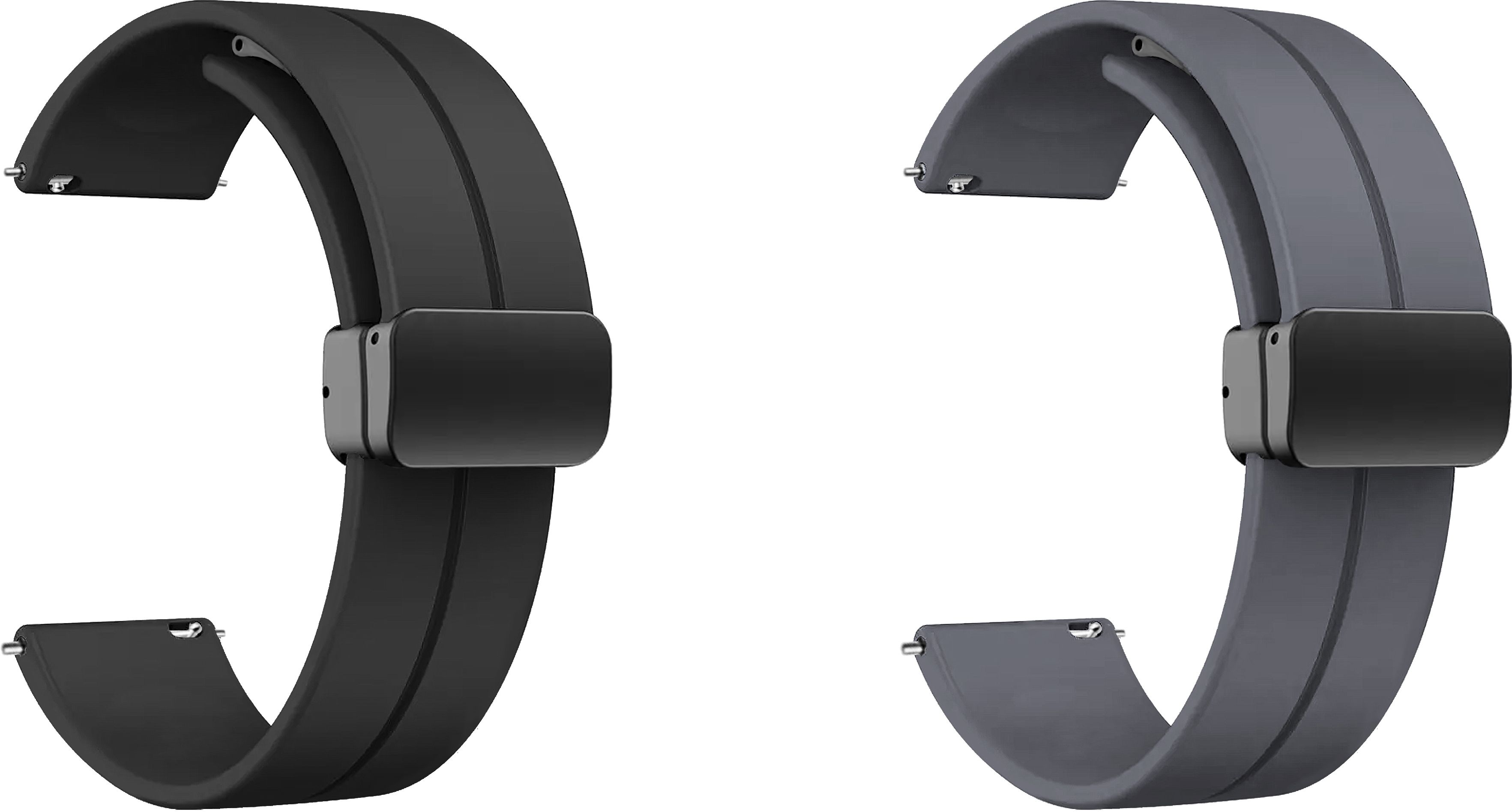 ACM WSM19G20BKGY2584 Pack of 2 Watch Strap Magnetic Clasp 20mm for Gionee Ufit 6 Smartwatch (Black/Grey) Smart Watch Strap-picture-24