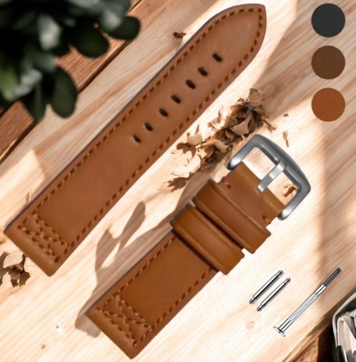 Bharasoft Sleek and Stylish Watch Band 20 mm Genuine Leather Watch Strap-image-39