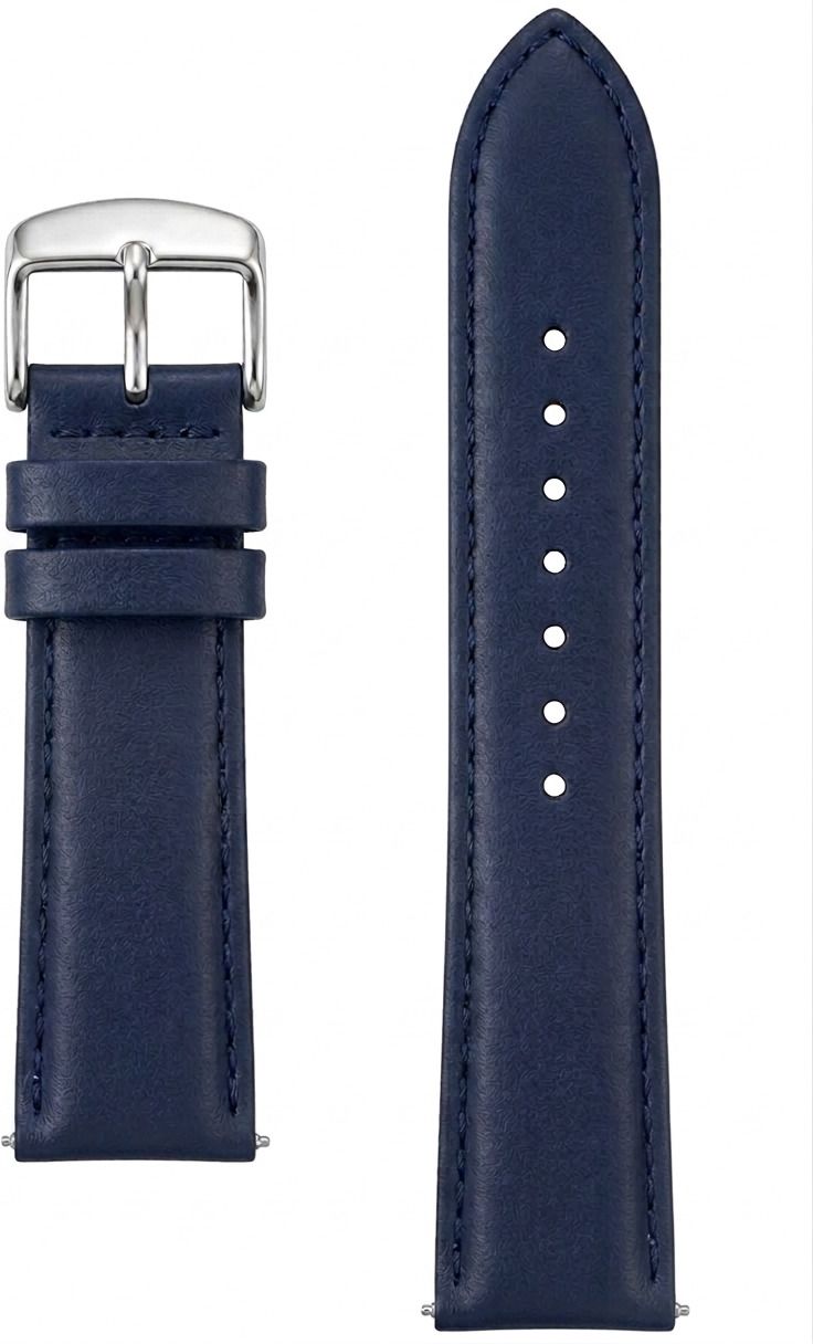 K&T Creation's 20MM Blue Leather Watch Strap With Quick Release pins 20 mm Genuine Leather Watch Strap-image-1