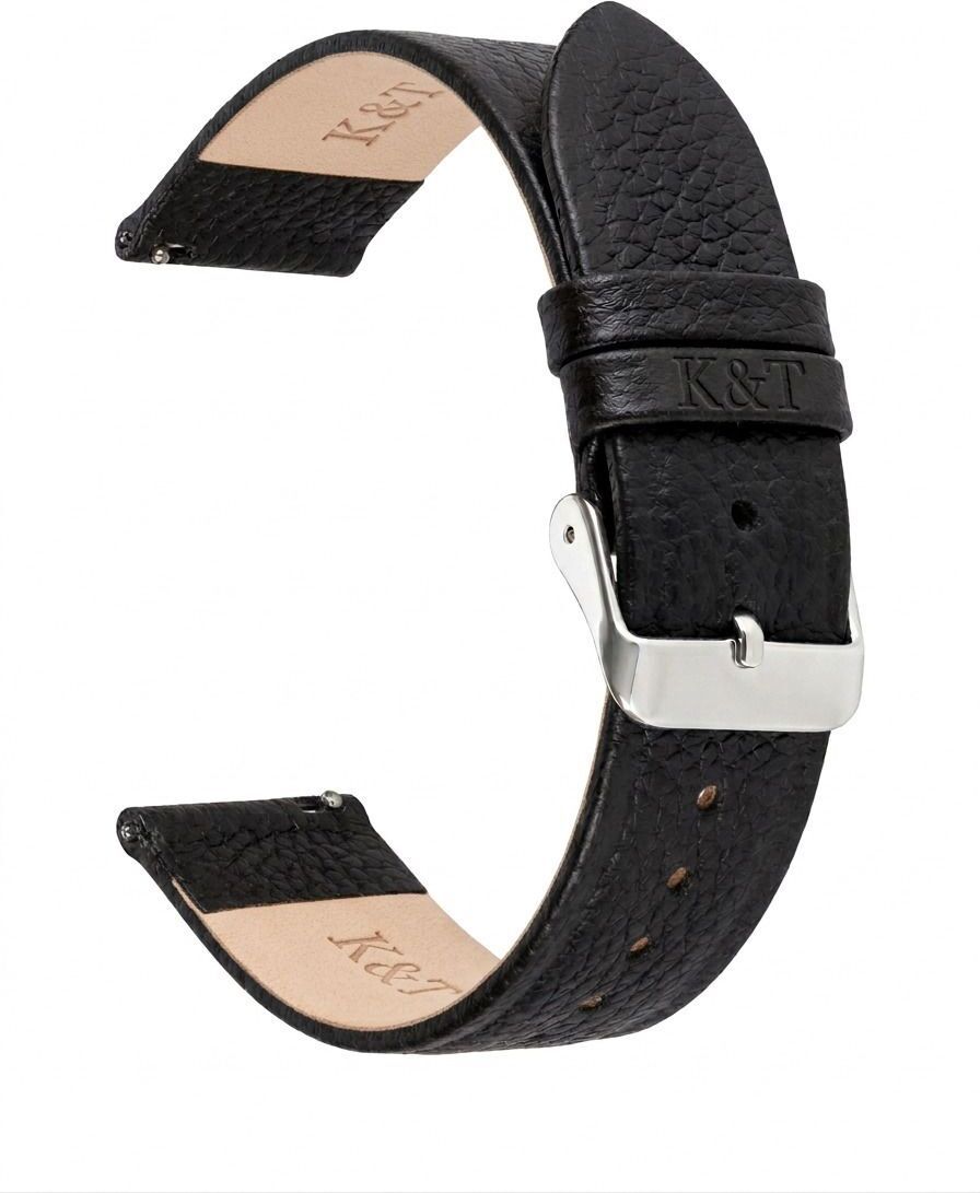 K&T Creation's Premium Textured Leather Watch Strap – Classic Double-Stitched Design 22 mm Genuine Leather Watch Strap-image-1