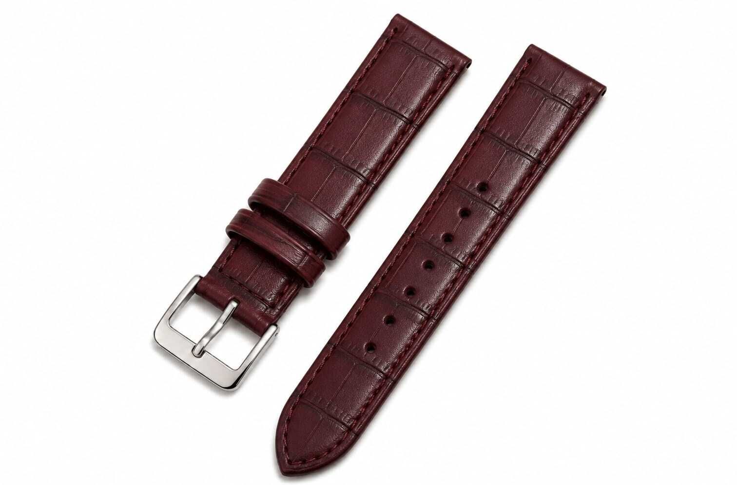 ShreejiShyam 22mm Dark Cherry Croco Pattern Leather Watch Strap with White Lining for Men 22 mm Genuine Leather Watch Strap-image-10