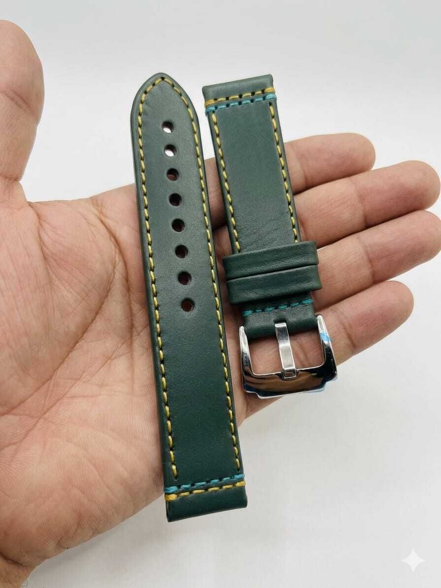 LUBA HIMT 22 mm green original strap competeble for tita-n s-onata branded watches 22 mm Synthetic Leather Watch Strap-image-9