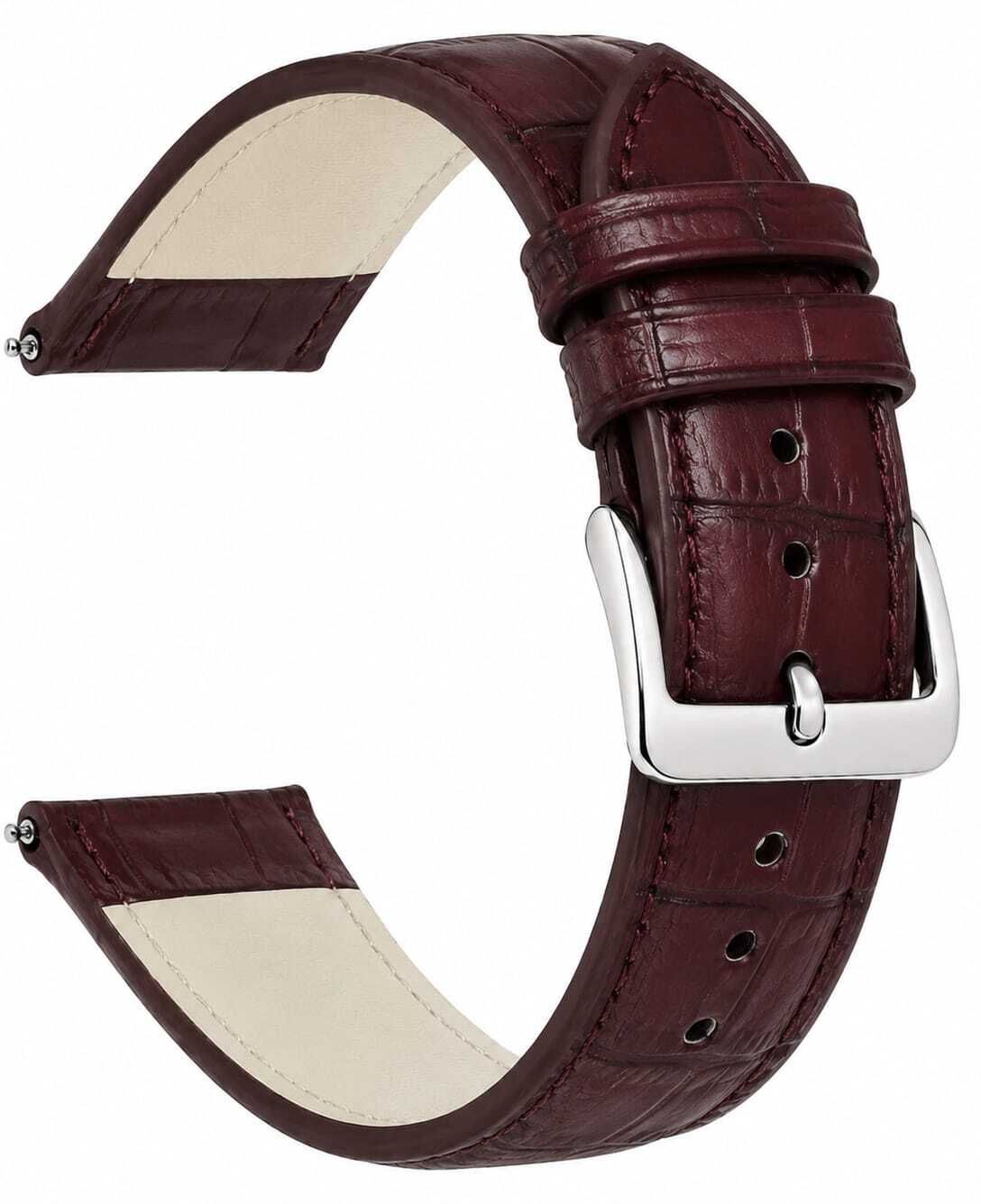 ShreejiShyam 22mm Wine Crocodile Pattern Genuine Leather Watch Strap For Men 22 mm Genuine Leather Watch Strap-image-43