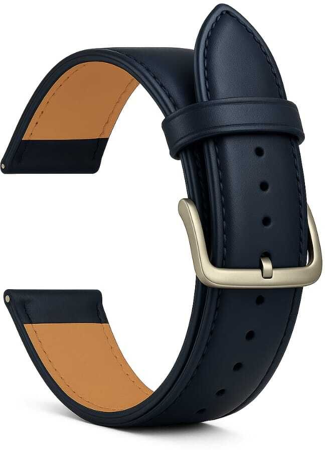 RStraps 24mm Navy Blue Genuine Leather Strap Belt for Men | Replacement Band 24 mm Genuine Leather Watch Strap-image-22