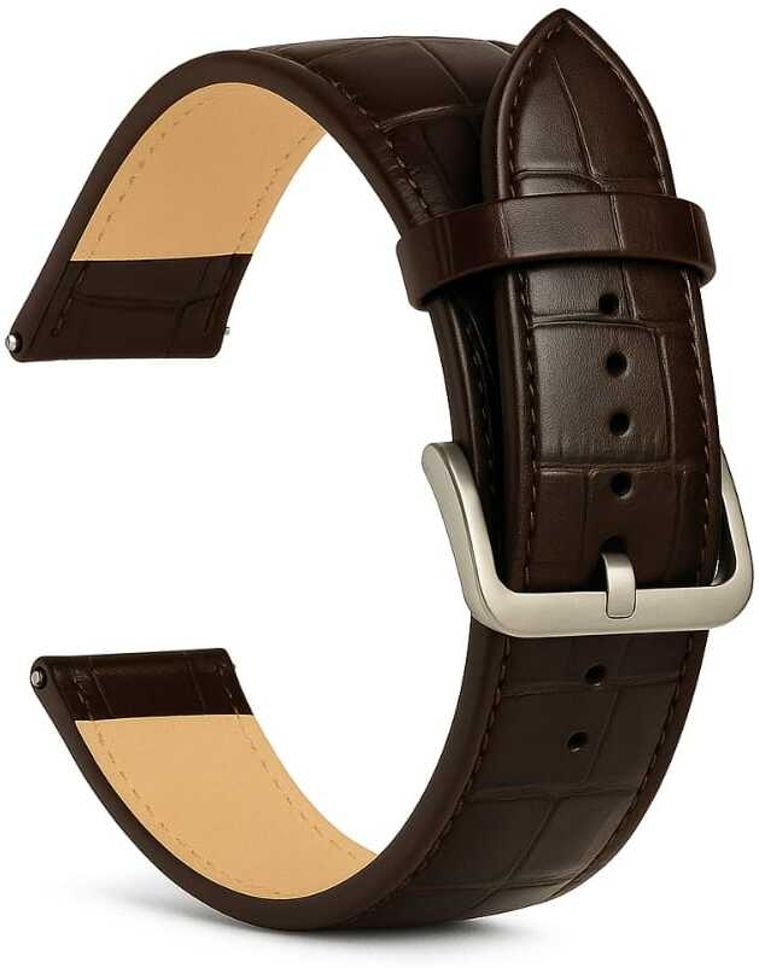 RStraps 24mm Croc Brown Genuine Leather Watch Strap Belt for Men Replacement Band 24 mm Genuine Leather Watch Strap-image-38