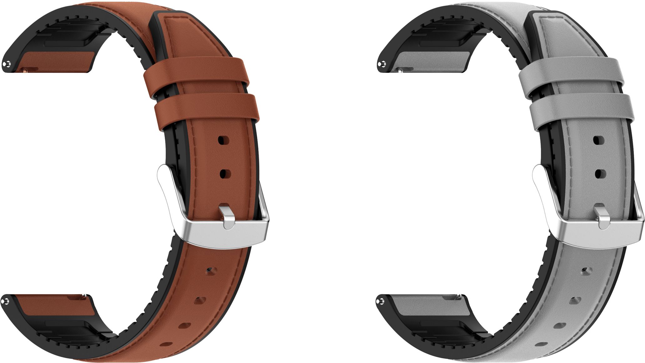 ACM WSM33U22BRGY1026 Pack of 2 Watch Strap Leather Silicone 22mm for Armani Exchange Drexler Axt2005 Smartwatch (Brown/Grey) Smart Watch Strap-picture-14