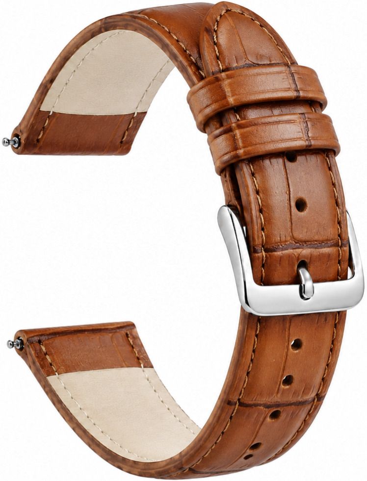 ShreejiShyam 20mm Tan Croco Pattern Genuine Leather Watch Strap for Men & Women 20 mm Genuine Leather Watch Strap-image-8