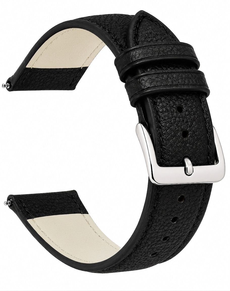 ShreejiShyam 22mm Premium Black Watch Strap with Heavy Duty Stainless Steel Buckle 22 mm Genuine Leather Watch Strap-image-34