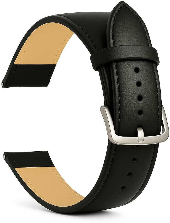 RStraps 24mm Black Genuine Leather Watch Strap Belt for Men | Replacement Band 24 mm Genuine Leather Watch Strap-image-11