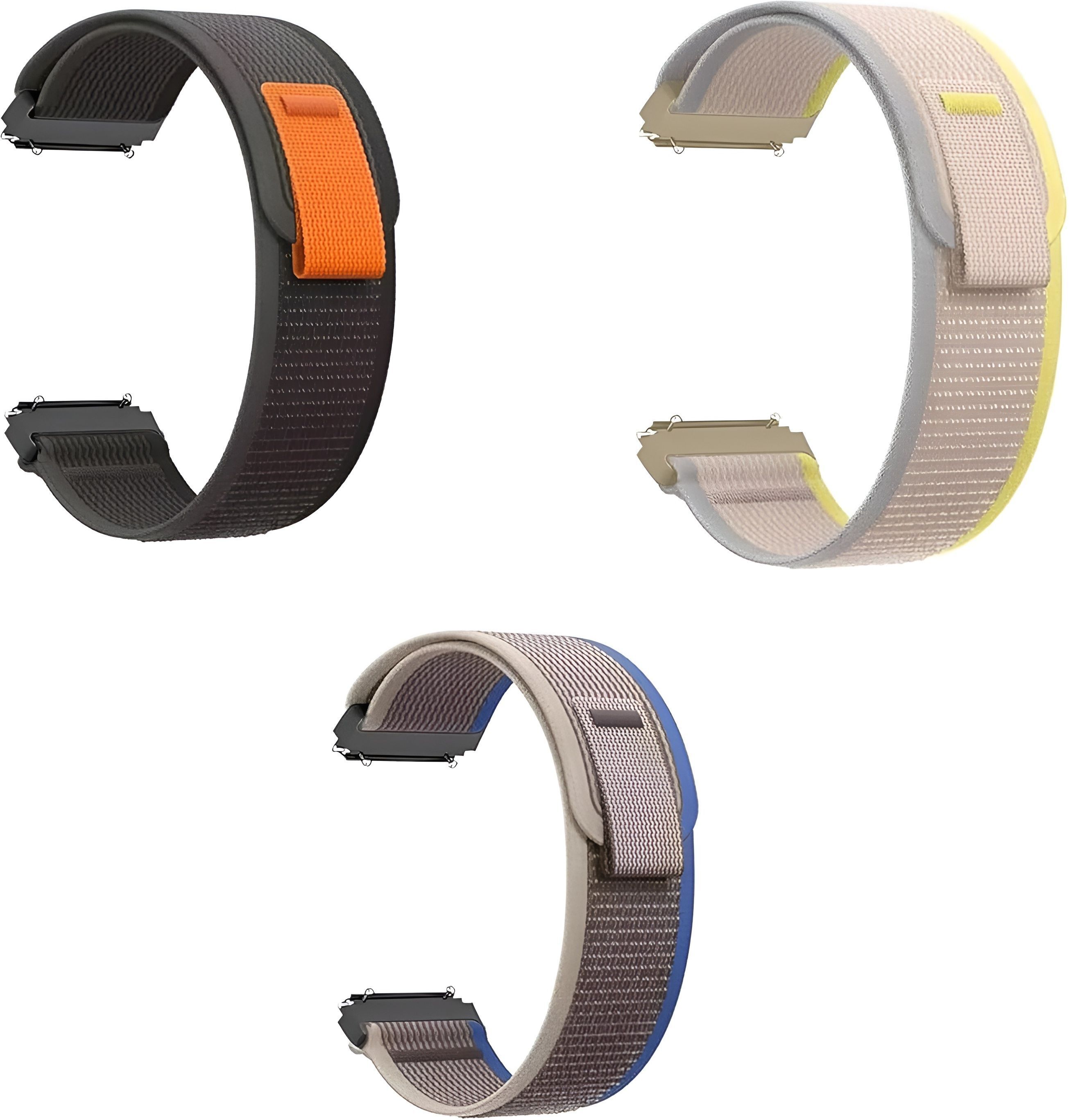 TooHype 22mm Pack 3 Nylon Alpine Trail Velcro Watch Strap Compatible Watch List In Photo 22 mm Fabric Watch Strap