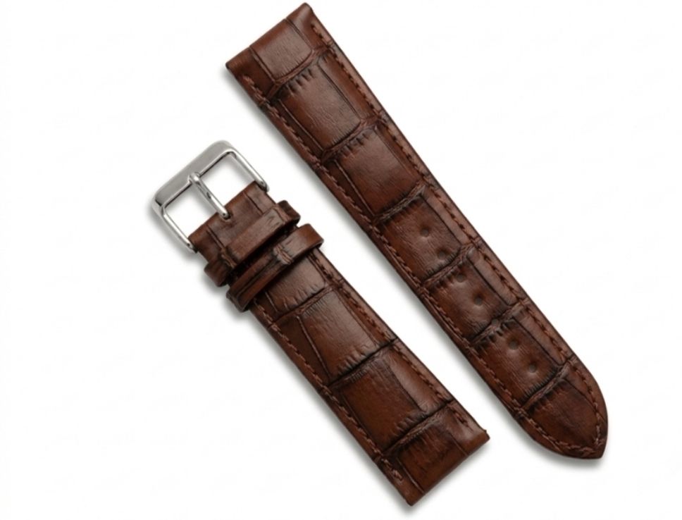 ShreejiShyam 20mm Brown Crocodile Pattern Leather Watch Strap | Soft Replacement Band for Men 20 mm Genuine Leather Watch Strap-image-8