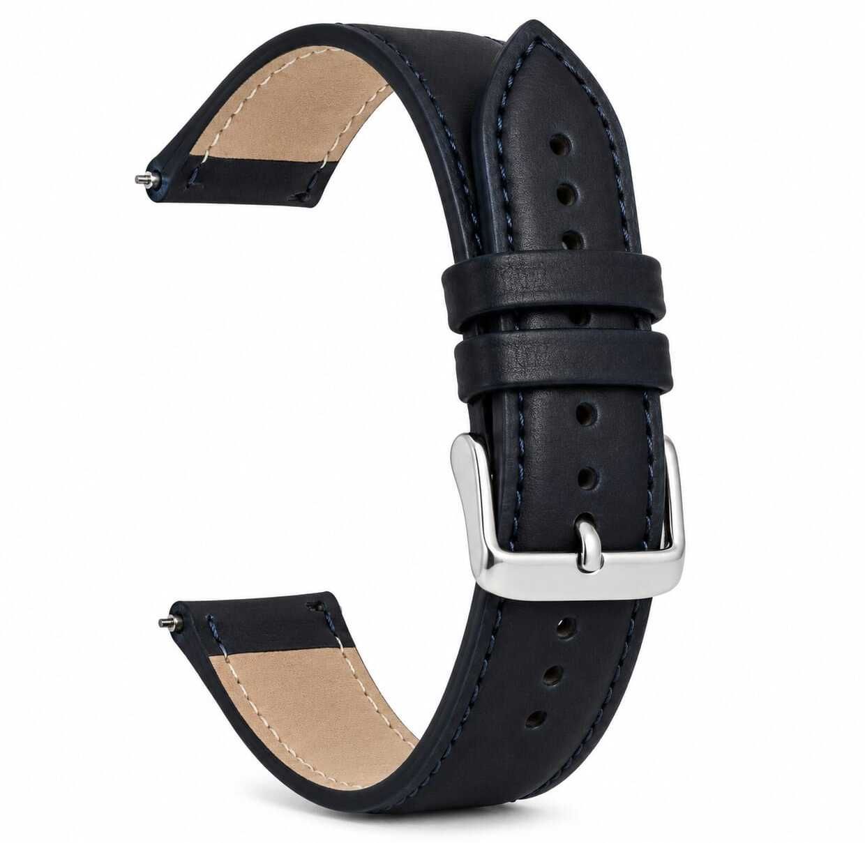 RStraps 18mm Navy Blue Bonded Leather Watch Strap Belt for Men | Replacement Band 18 mm Genuine Leather Watch Strap-image-4