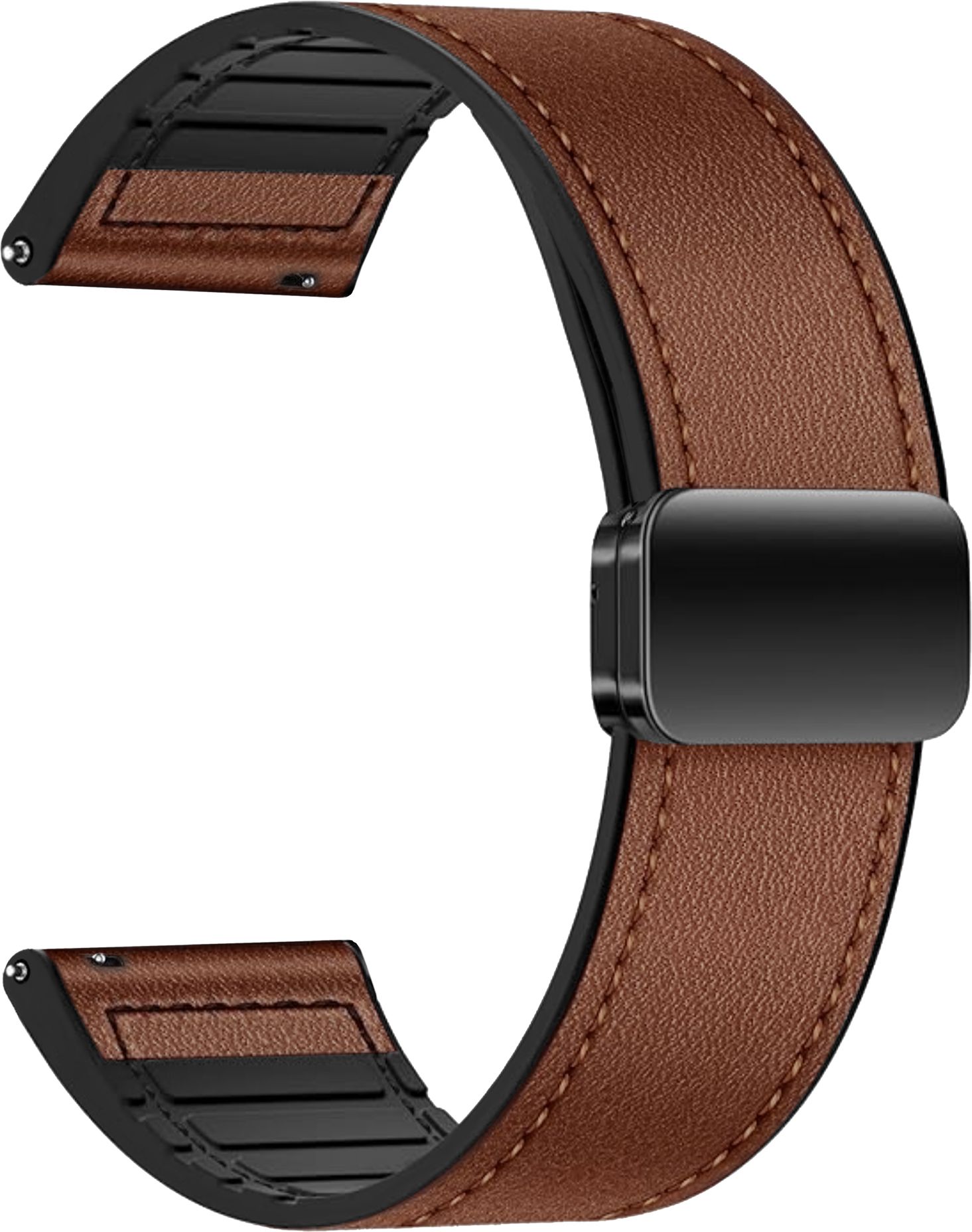 ACM Watch Strap 22mm Leather Magnetic Silicone for Maxima Max Pro Active Smartwatch Brown Smart Watch Strap-image-30