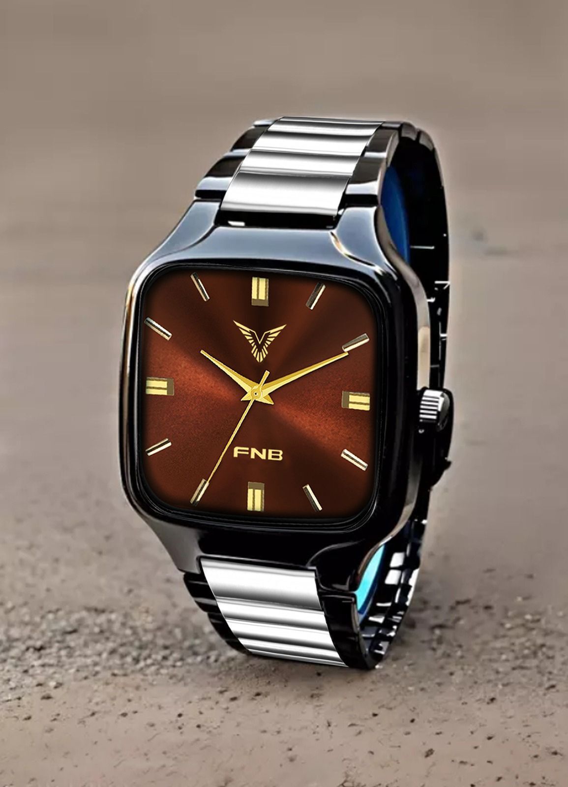 Stylish Black 2Tone Stainless Steel Chain Analog Watch for Mens & Boys Analog Watch - For Men MAR_RD-1604-Brown-image-31