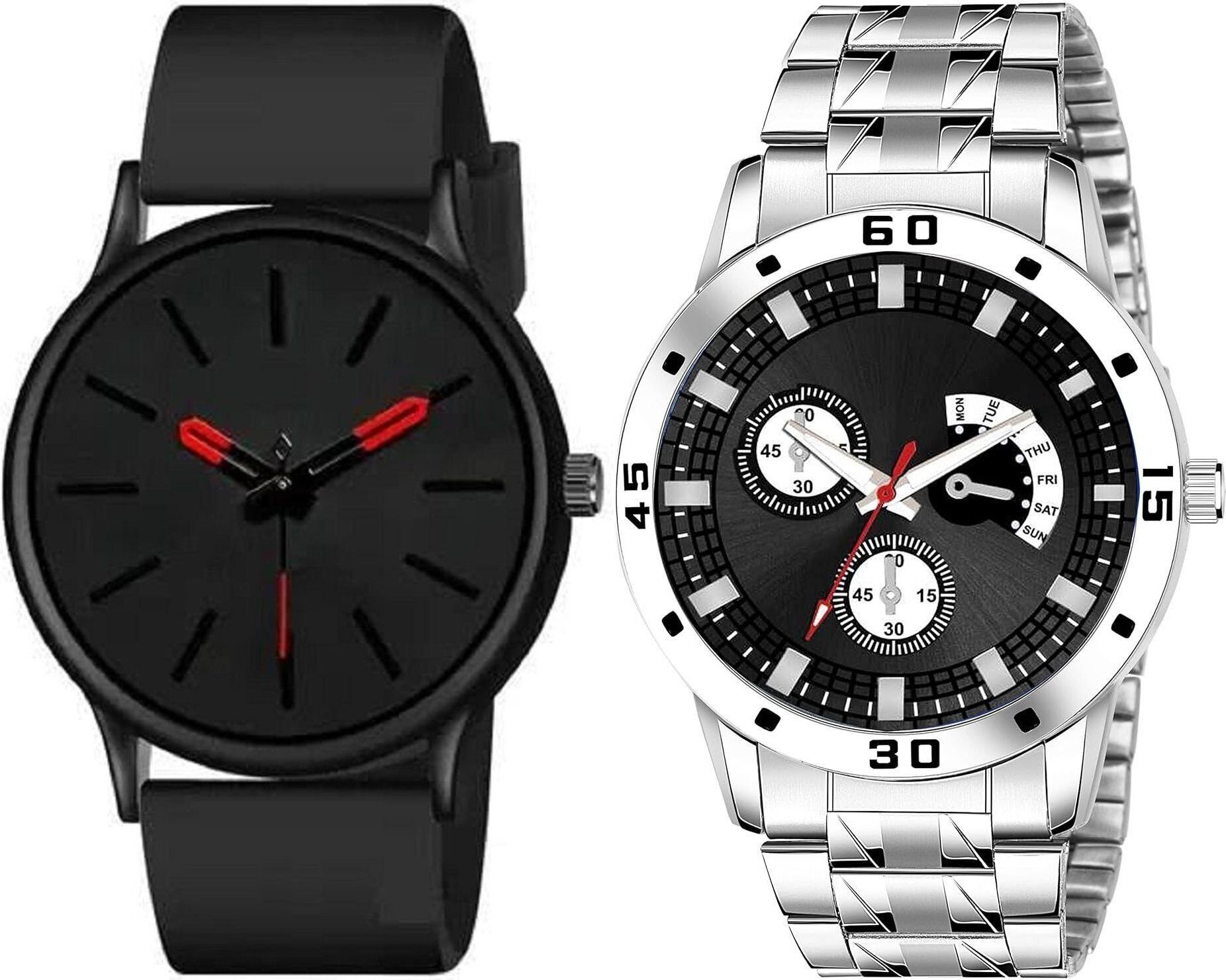 Premium Analog Quartz Wrist Watch Analog Watch - For Men New Avo Black_Plastic Full Black Red-image-7