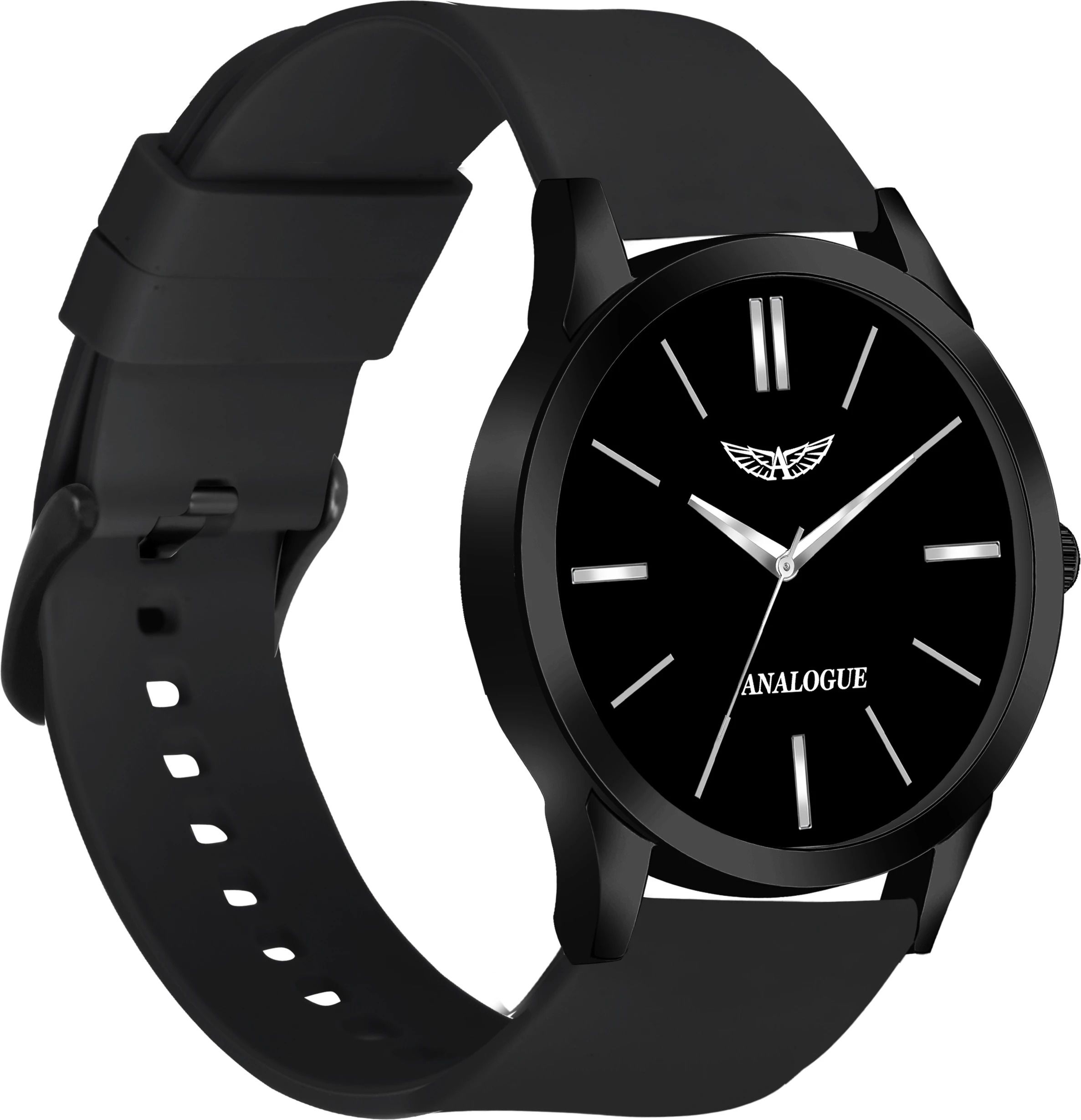 Minimalist Slim Series | Smart Watch Strap | Smart Clip | Soft Silicon | Boys Analog Watch - For Men ANLG-908-BLACK-BLACK-SC-image-15